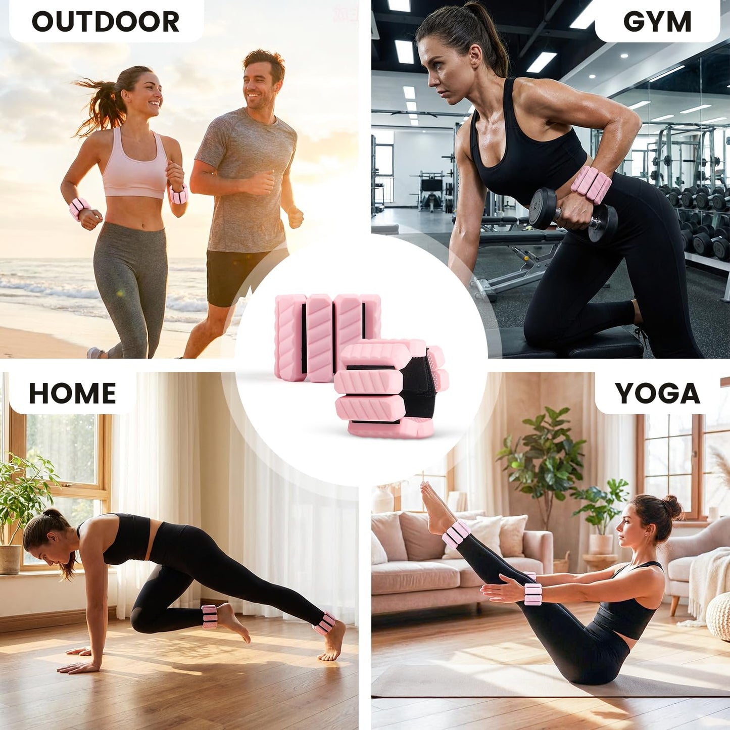 KIMPOK Wrist & Ankle Weights – 2 lbs / 1 lb Pair, Silicone-Wrapped Adjustable Wearable Weights for Toning, Walking, Pilates & Yoga (pink, 1 lb pair (0.5 lb each))