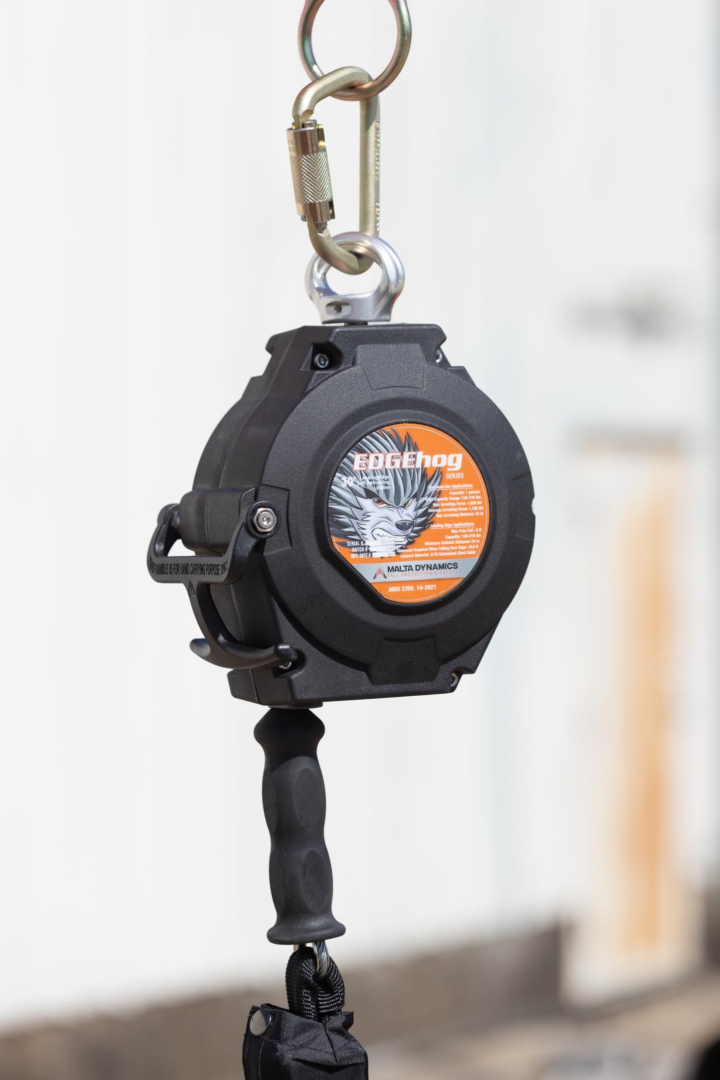 Malta Dynamics Edgehog Self Retracting Lifeline – 30’ Leading Edge Fall Protection Yoyo Cable, Class 2 Retractable Lanyard with Quick-Action Brake, OSHA and ANSI Compliant Safety Lanyard
