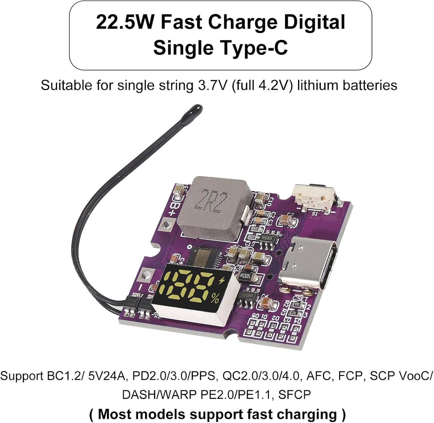 DWEII 2pcs 22.5W PD/QC3.0 2.0 Power Bank Bidirectional Fast Charging Mobile Power Module Circuit Board