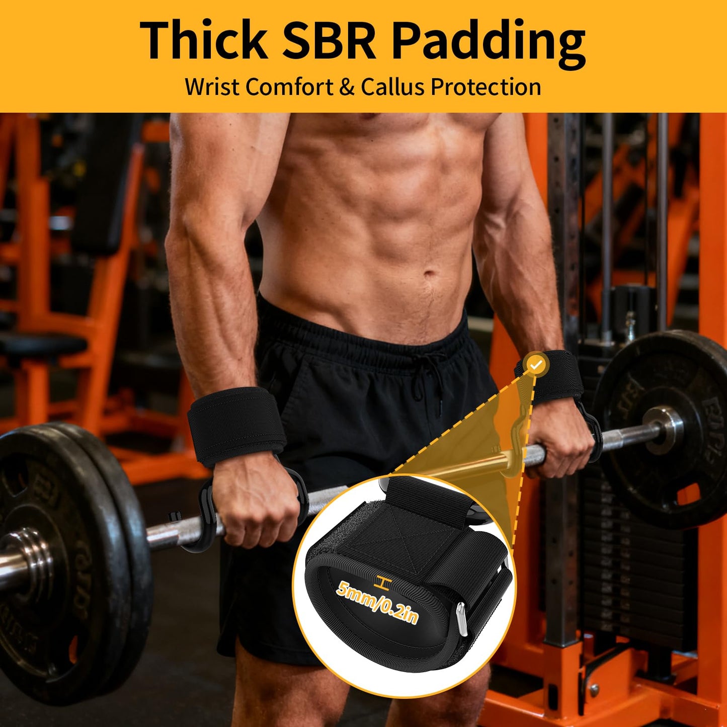 GPANDAG [Upgraded Wider] Weight Lifting Hooks and Lifting Grips for Men and Women(2 Pair), Lifting Straps Gym Grip for Weightlifting, Deadlifts, Pull-Ups, Strength Training, Wrist Wraps Hooks for Seniors