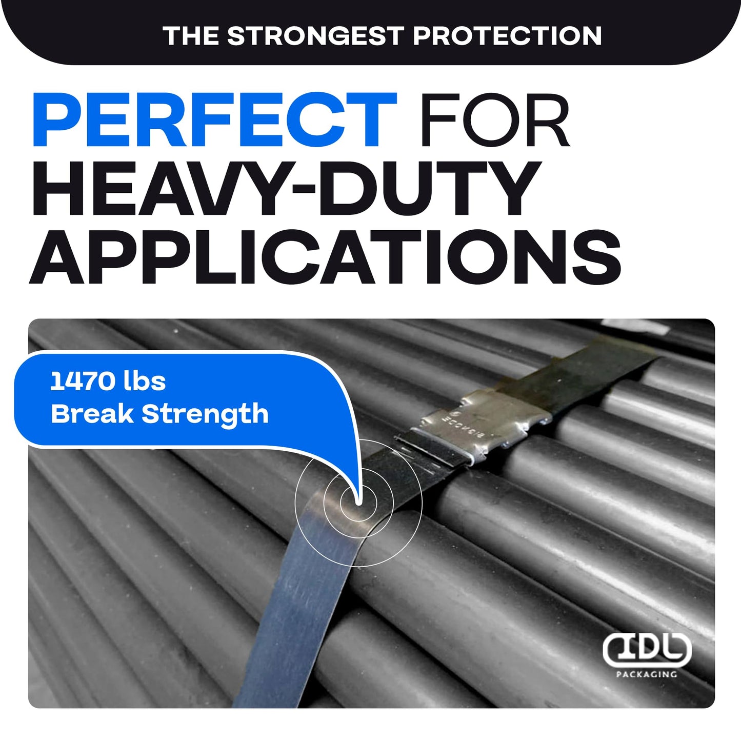 IDL Packaging 5/8" x .020" x 2230' Regular-Duty Steel Strapping Coil (1470 lbs Break Strength) - Painted and Waxed - Superior Cut-Resistance - Metal Straps for Pallet Banding, Extra-Heavyweight Loads