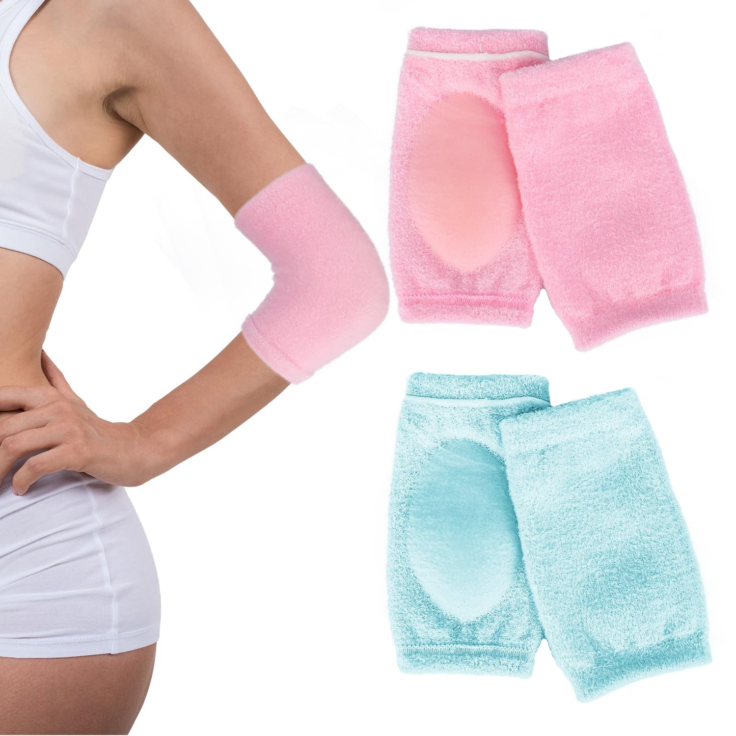 YBEATY 2 Pairs Elbow Moisturizing Sleeve Elbow Soft Gel Cover Heel Socks Breathable Brace Protection for Women SPA Moisturizing Dry Cracked Skin Care Calloused