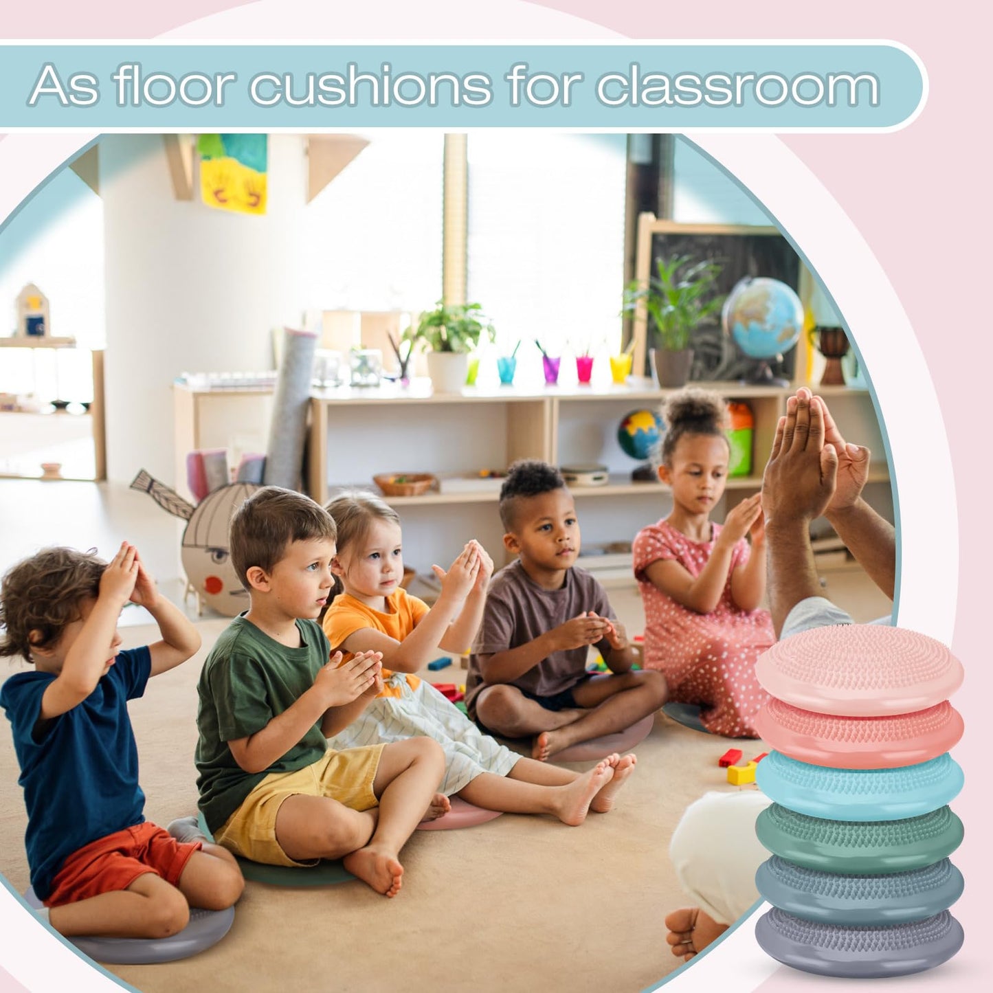 Amylove 6 Pcs Wiggle Seat Inflated Wobble Cushion for Sensory Kid 13 Inch Balance Disc Kids Flexible Seating Exercise Sensory Pad Chair Cushion for Classroom Office School(Morandi)
