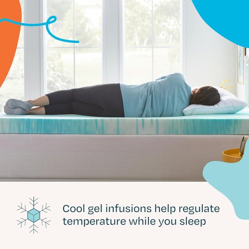 Linenspa 4 Inch Twin Size Gel Memory Foam Mattress Topper - Cooling & Pressure Relieving Design