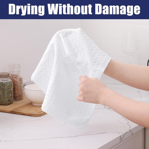 Homaxy Microfiber Dish Cloths - Ultra Absorbent Waffle Weave | 12x12 Inch, 6 Pack, White