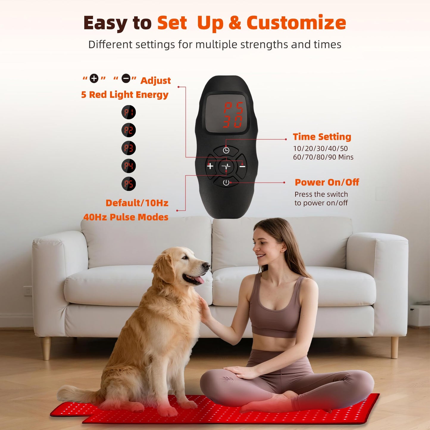 Red Light Therapy Mat for Body 42"x16", 480 LEDs Infrared Light Therapy Pad with Dual Wavelengths 660nm & 850nm for Back Shoulder Abdomen Area, Pulse Modes, Timer & Intensity Control