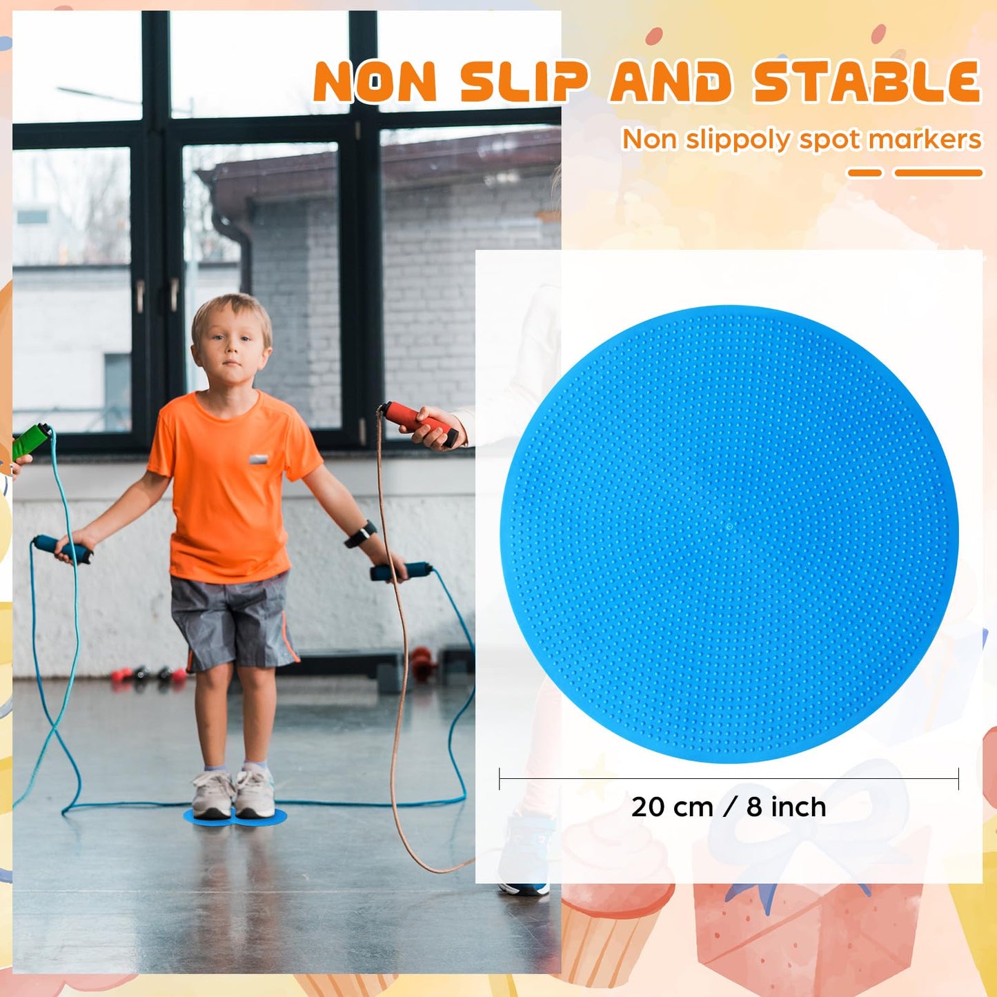 wlilupah 6 Pcs Poly Spots Markers 8 Inch Floor Spot Markers Dots for Gym Marker Poly Sports Training for Gym Floor Soccer Basketball Speed Agility Training Field Marking Equipment (Blue)