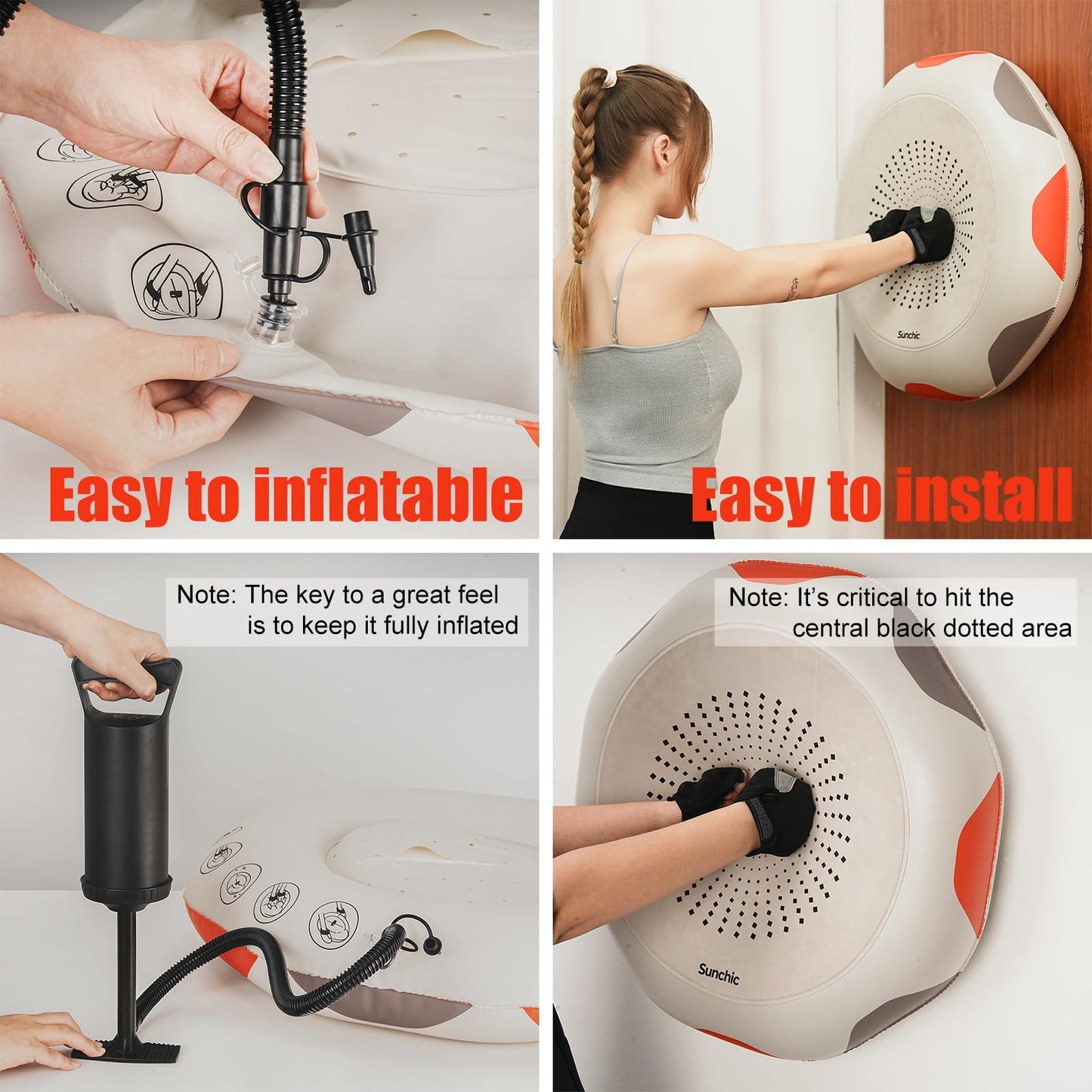 Punching Bag for Adults, Sunchic 2026 New Boxing Machine with Boxing Gloves and Air Pump, No Stand Required, Wall-Friendly Design,The Faster You Punch, the Stronger the Suction to the Wall