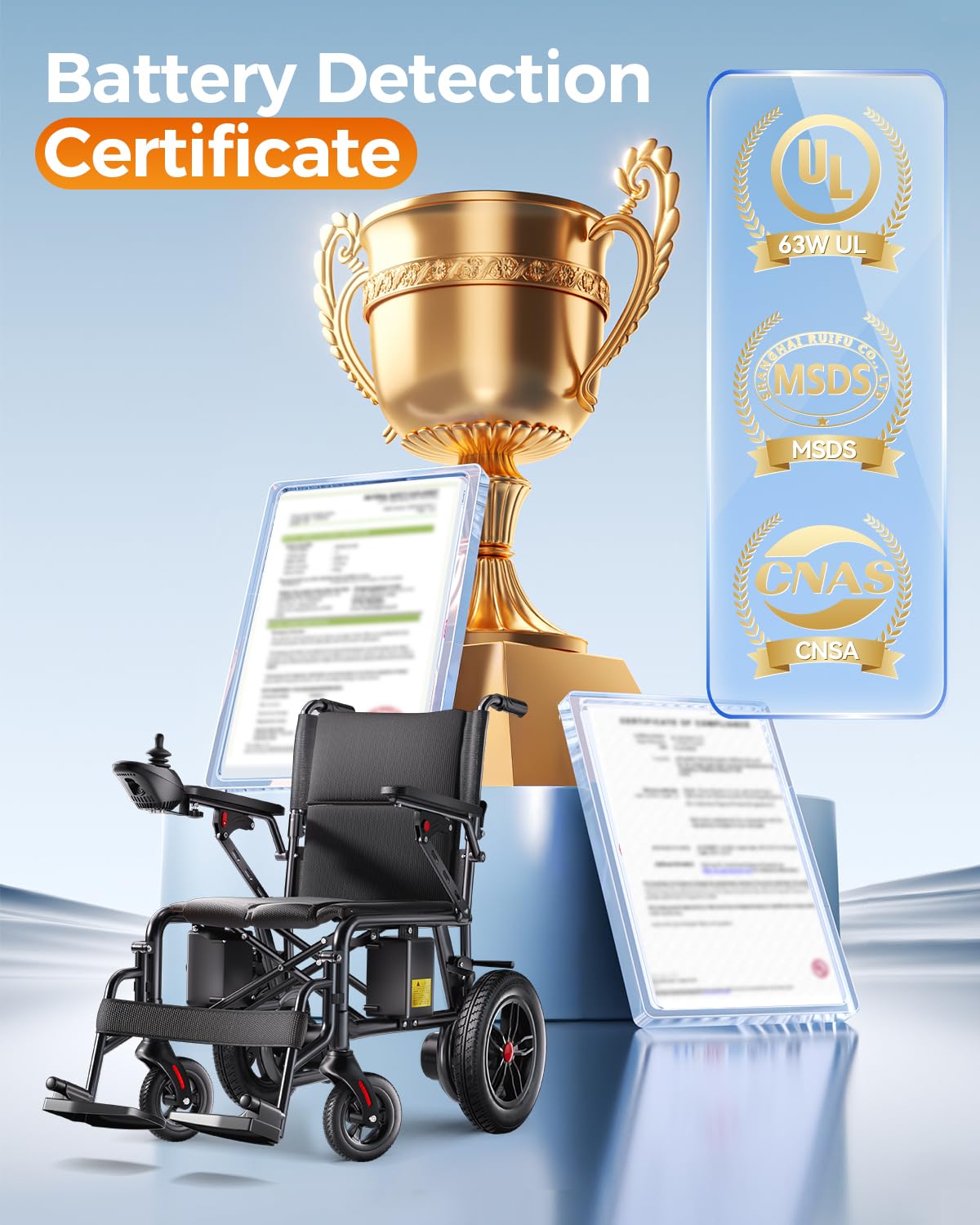 Serianie Electric Wheelchairs for Adults, Lightweight Electric Wheelchair, Foldable Travel Motorized Wheelchairs for Seniors, Folding Portable Mobility Scooter, Compact Fold Power Wheelchair