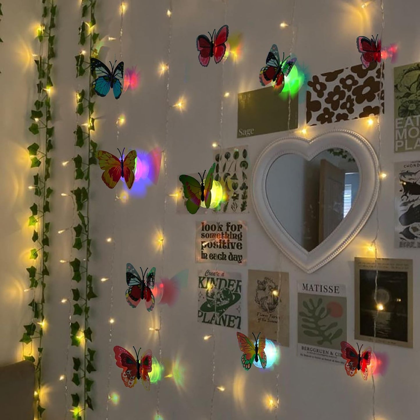 Skiennix 3D Butterfly Wall Decor - Glowing Lights & Stickers for Bedroom, Party, and Birthday (24 Pcs)