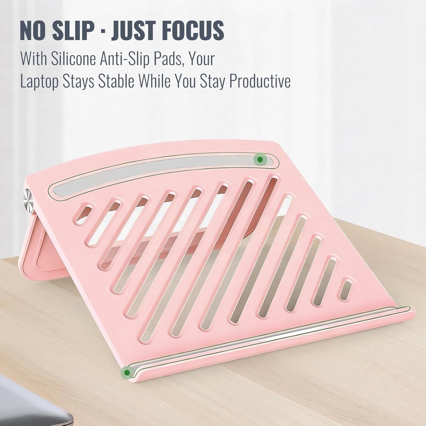 KYQEE Cute Pink Laptop Stand for Desk - Adjustable Foldable Laptop Riser, Fun White Elephant for Women Coworkers