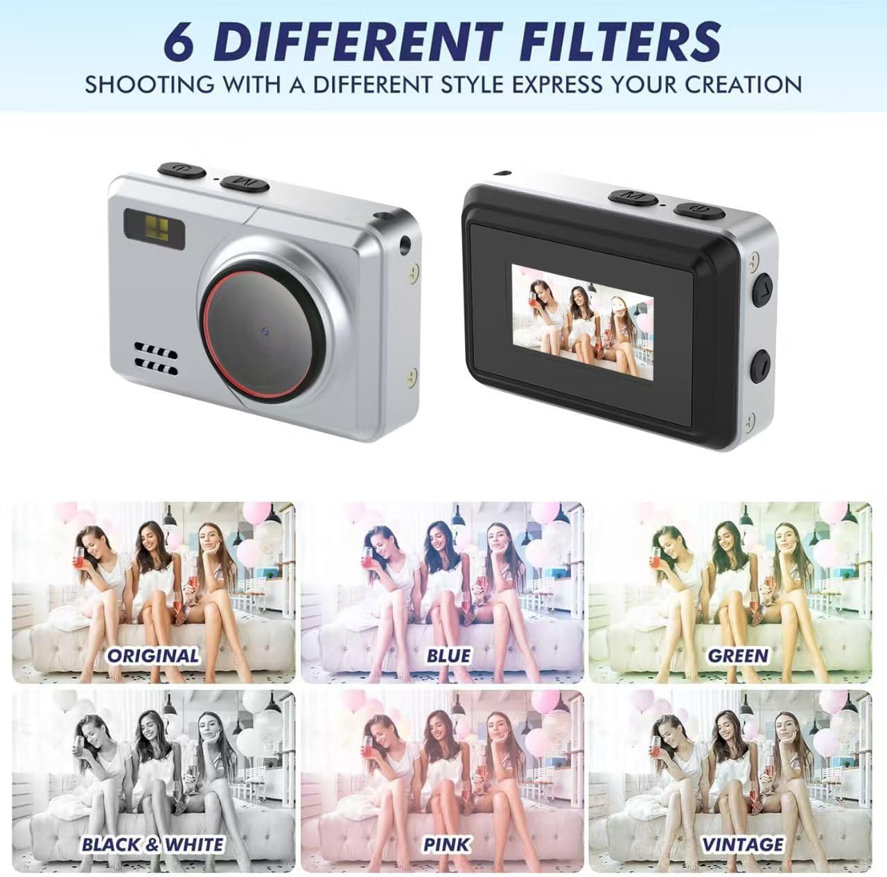 WANDMANICOS 1080P 32GB 0.96IPS Retro Mini Digital Camera HD Video RecorderPortable Keychain Video Camera with Card