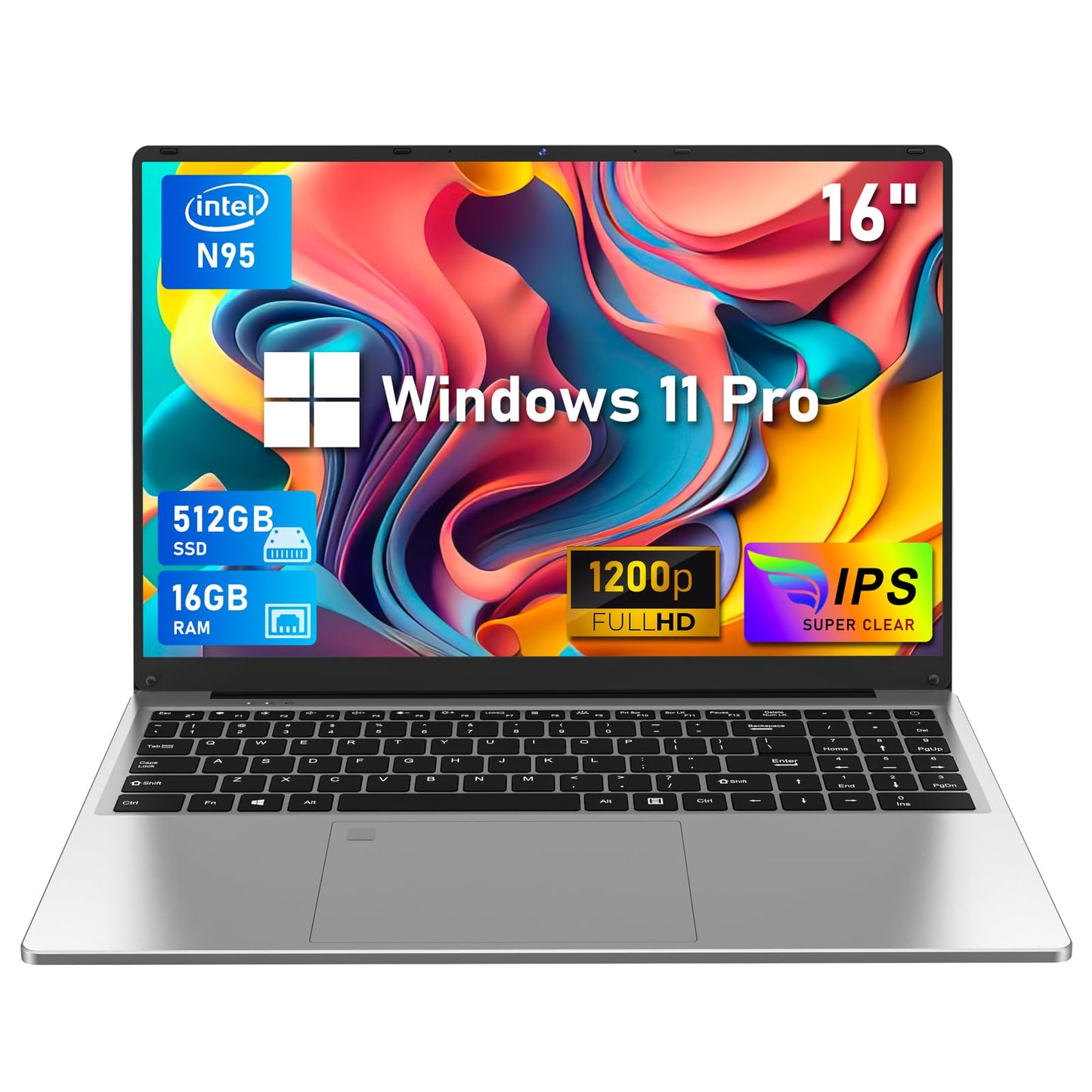NIAKUN Laptop Computer, Gaming Laptops 2026, 16" Lap Top PC Windows 11 Pro, 16GB RAM 1TB SSD, Intel N95 Processor, Office 365, Backlit Keyboard,Fingerprint Unlock, 2-Year Warranty