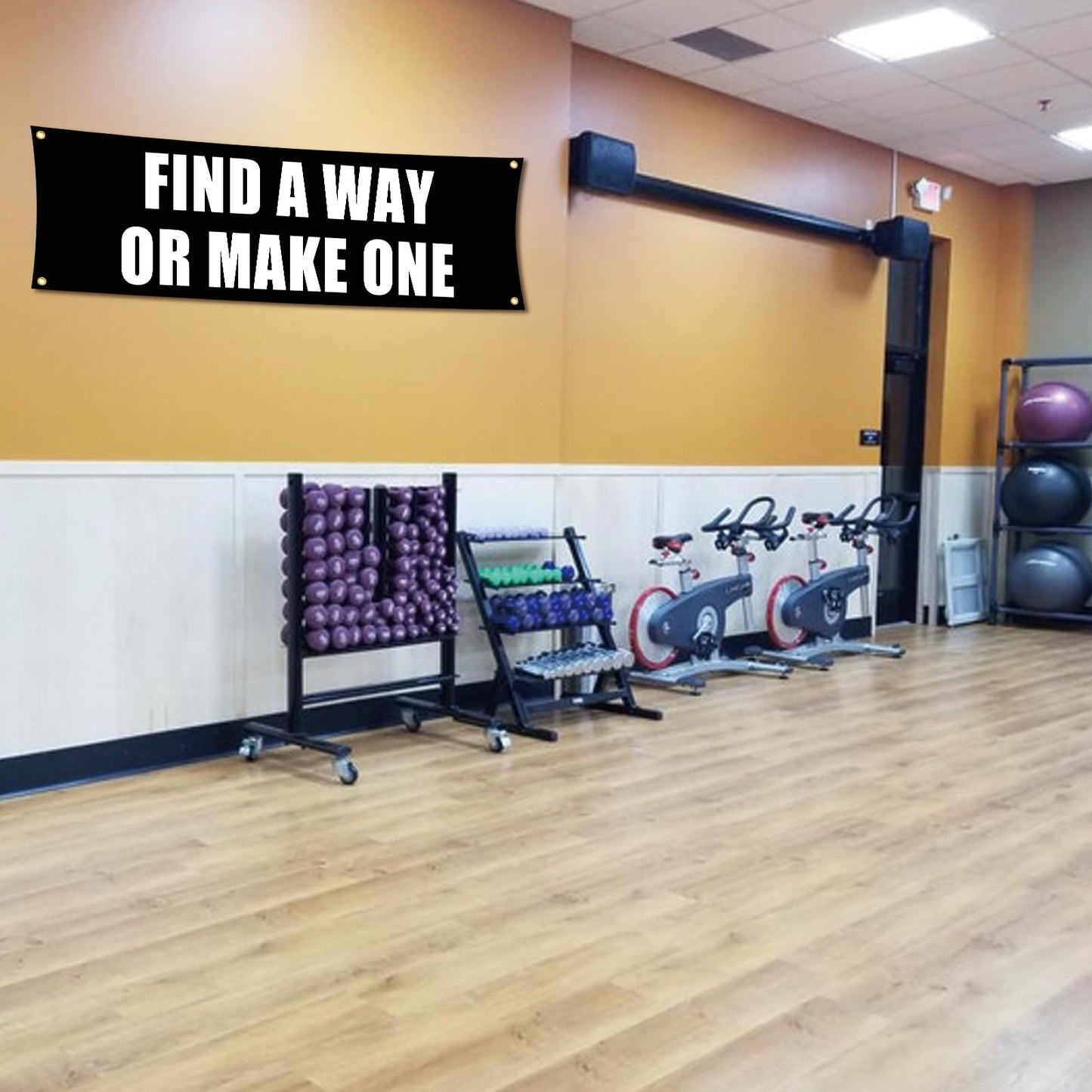 NJCBEIKX Motivational Gym Flag Banner - Find a Way or Make One - 72x24 Inches Home & Garage Gym Wall Decor with 4 Brass Grommets for Easy Hanging