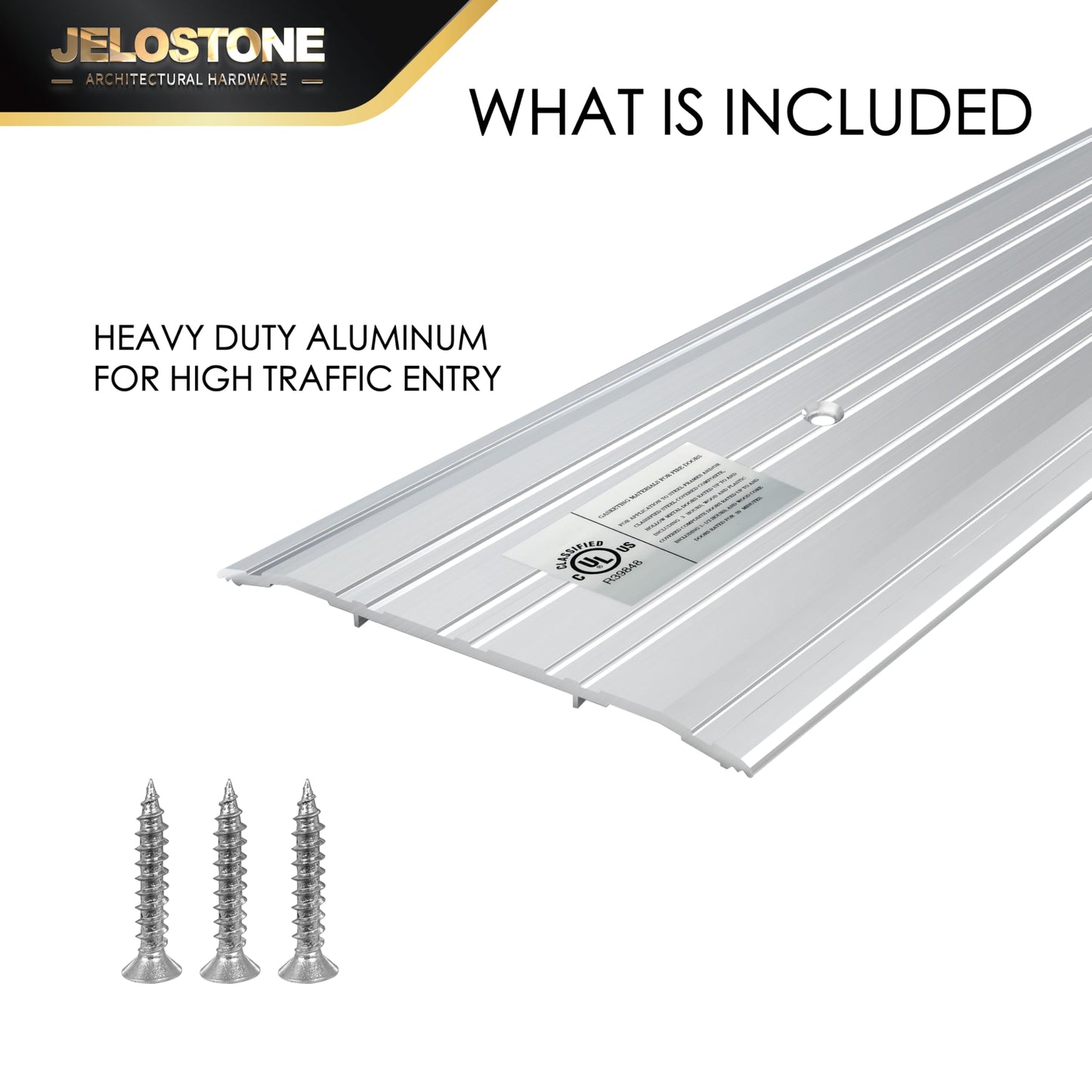 JELOSTONE 5" W x 1/4" H x 36" L - Commercial Aluminum Door Threshold(Mill Aluminum)- Door Saddle- ADA accessible Barrier Free- Fire Rated- Door Thresholds for Exterior Doors, B303A