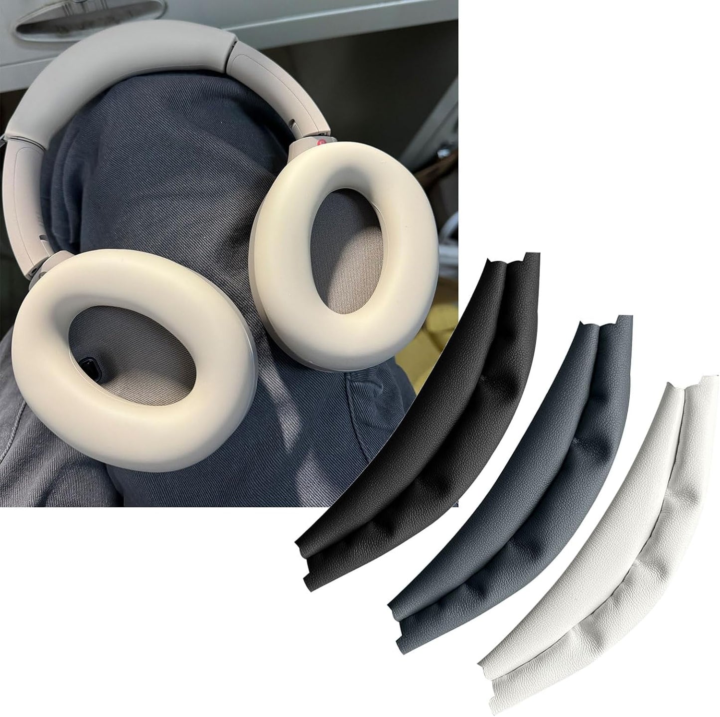 Ywmsfl Multipurpose Over Ear Headphone Pad Soft Protein Leather Head Beam Fast Change Design Strong Comfort for WEAR