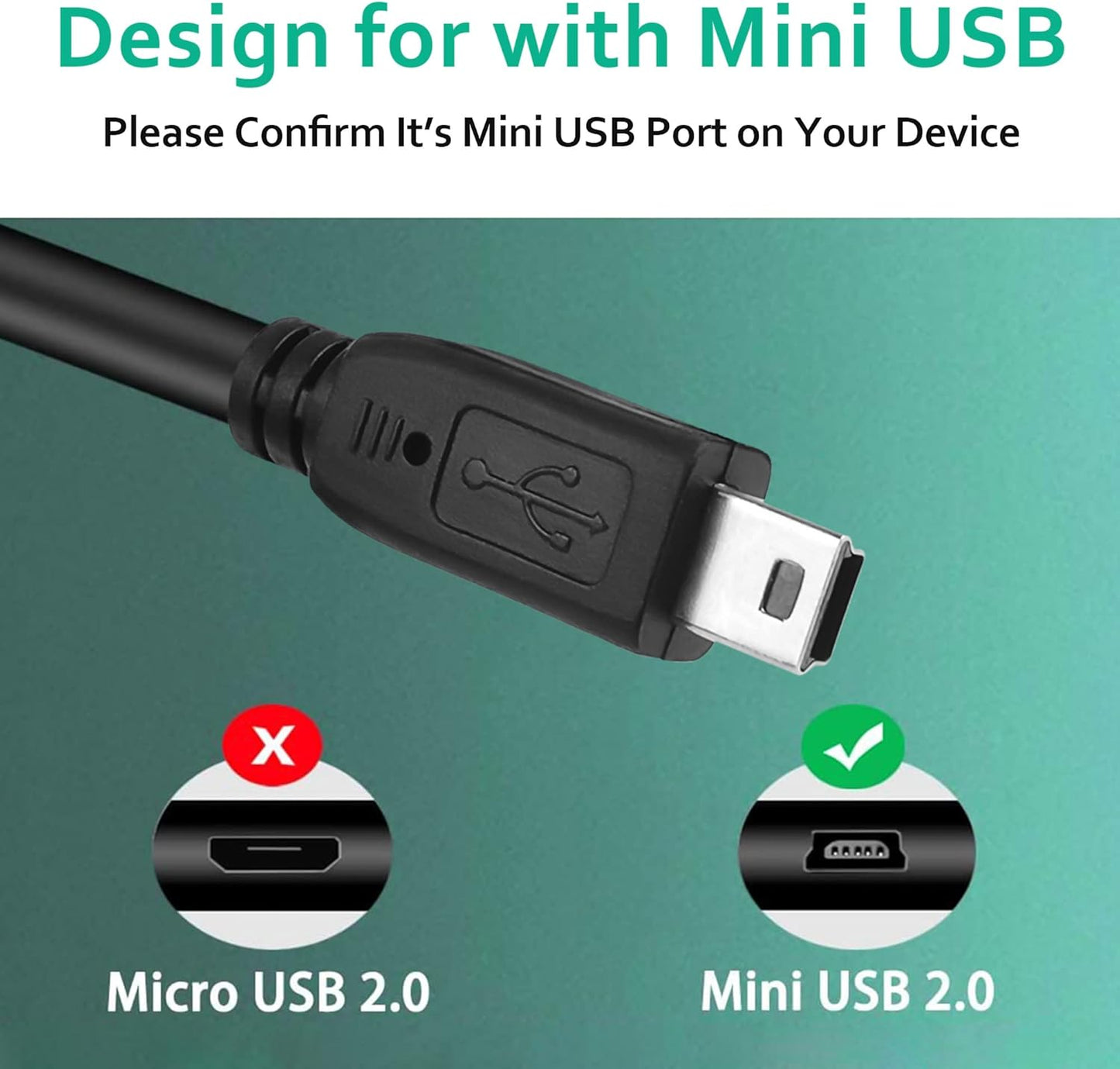 Aprelco 4ft V1.0 V2.0 Mini USB Power Cable Cord Lead Data Compatible with iCarsoft LR Diagnostic Tool Scanner