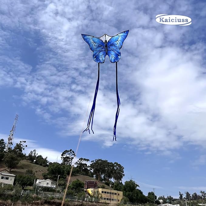Butterfly Kites for Kids and Adults, Easy to Fly Large Single Line Kite for Boys and Girls - 55" x 28" Beach Kite for Beginners, 300ft String Handle Included