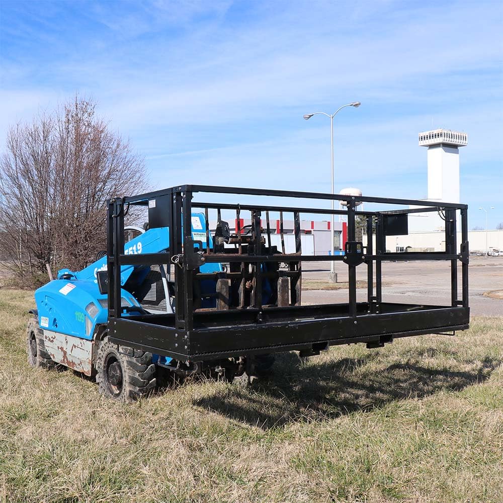 Titan Attachments 4' x 9' 8" Mesh Telehandler Work Platform, Safety Man Basket, Forklift Attachment for Forklift and Telehandler, 1,700 lb. Weight Capacity, Safety Cage Man Lift