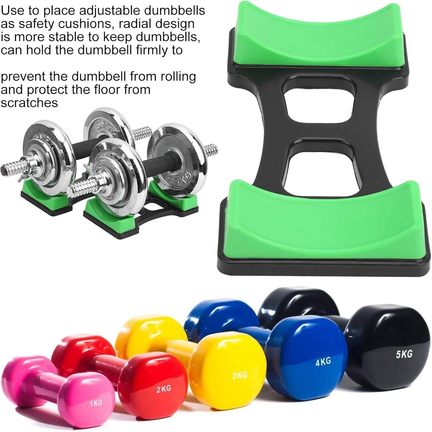 OUKENS Dumbbell Bracket Mat, 1 Pair 7.6x3.9 inches Holds up to 60kg ABS Dumbbell Storage Frame Stand Holder, Prevents Rolling & Scratches, Floor Protection Mat for Home Gym