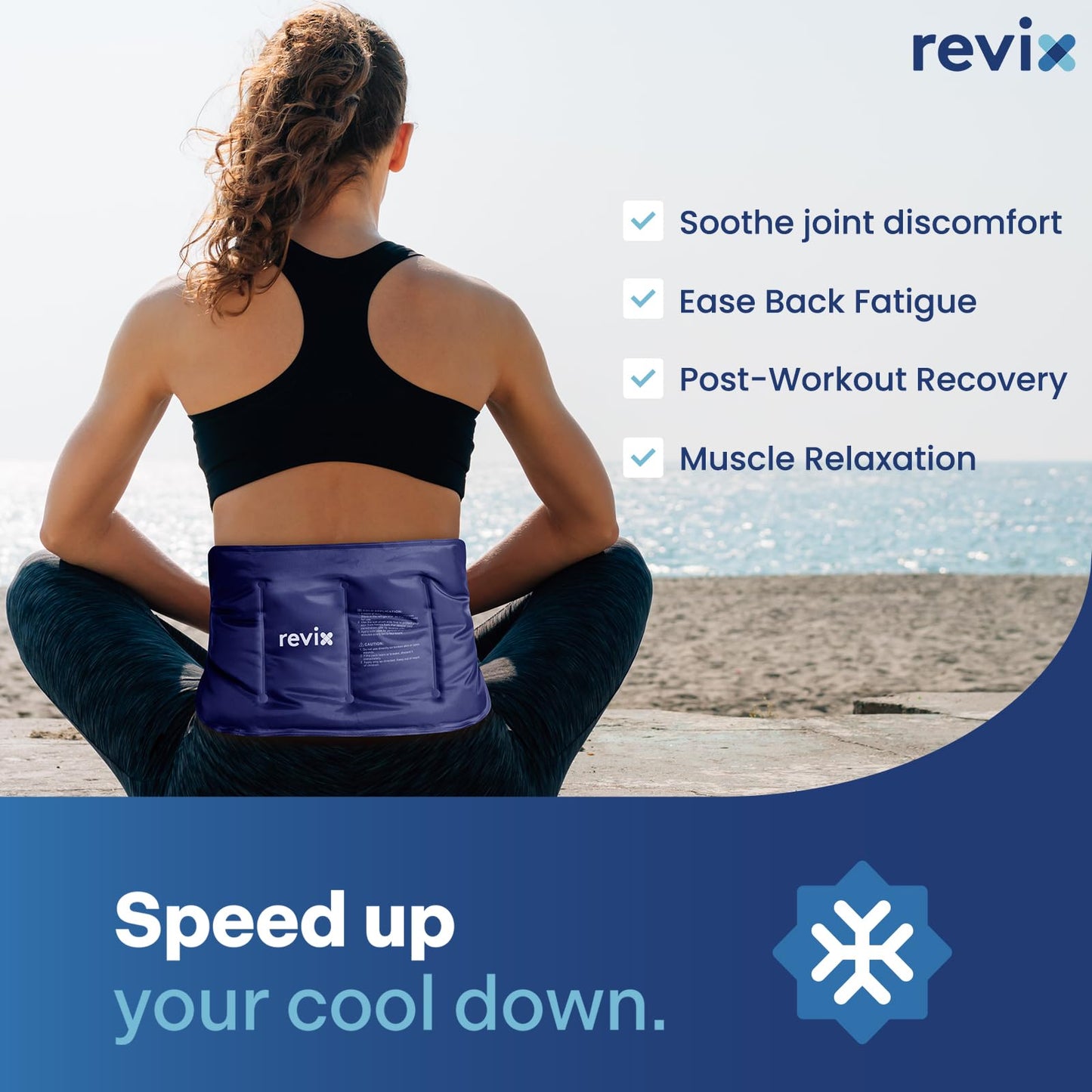 REVIX Ice Pack for Injuries Reusable Gel for Lower Back, Cold Packs for Back Shoulder, Elbow, Hip, Leg, Wrap Around Entire Knee, Soft Cold Compress,16 × 9" Navy