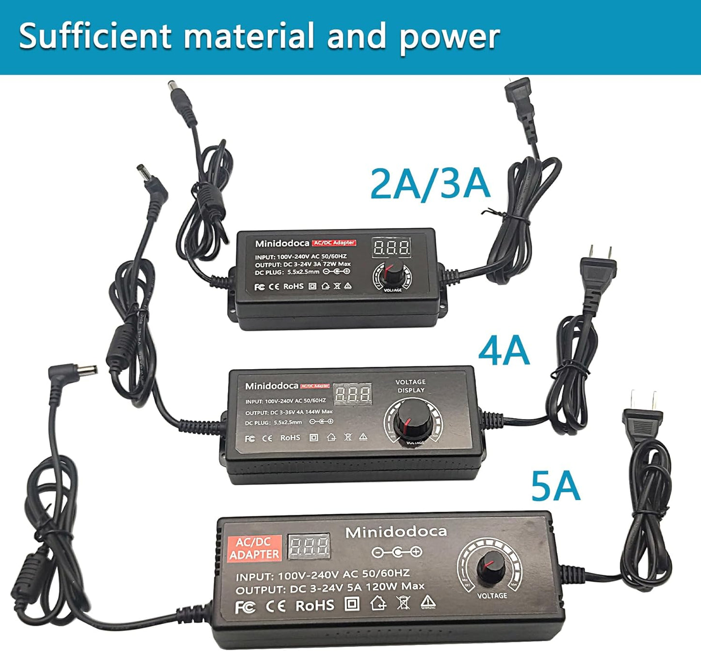 minidodoca 72W 3V 36V 13 3V 36V 2000mA Power Supply Adjustable DC ~ Variable Universal Switching AC/DC Adapter AC to DC