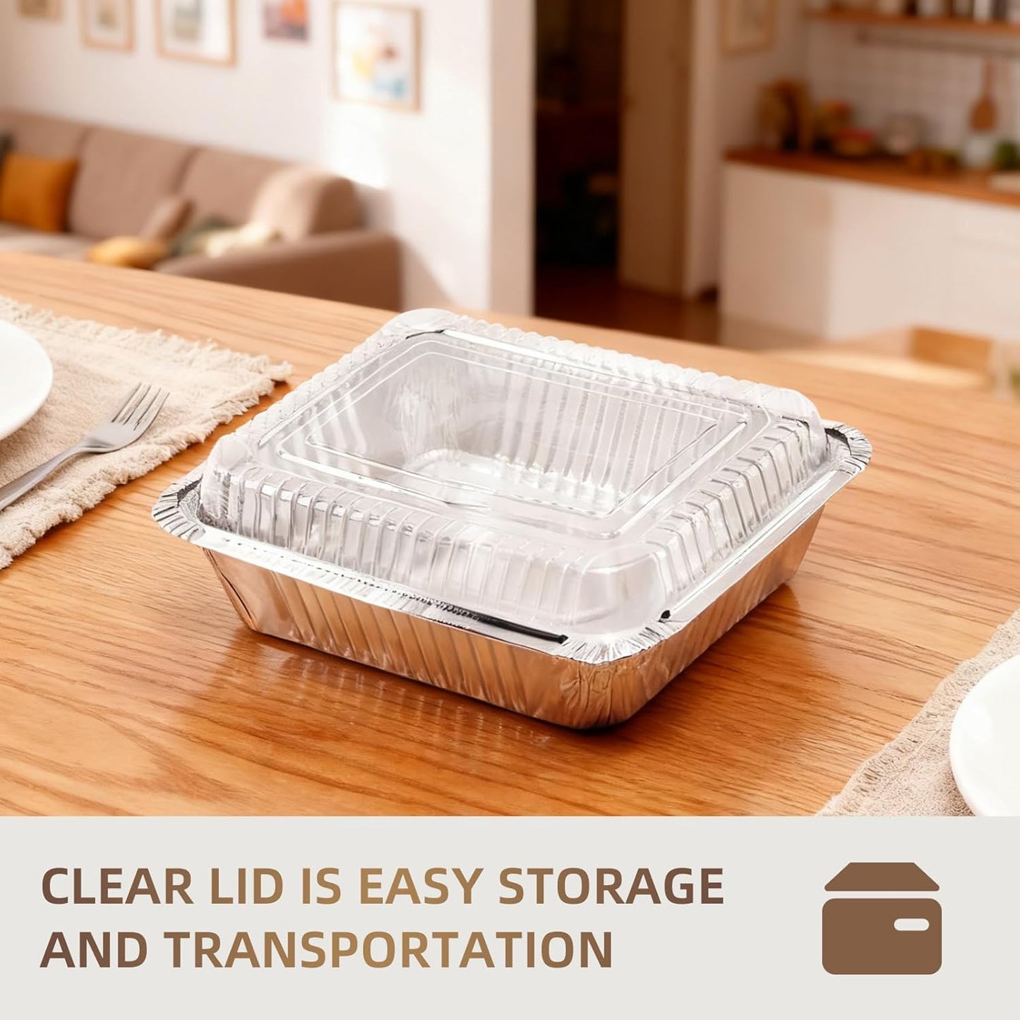 Regine Switzerland 8x8 Square Aluminum Baking Cake Pans - 20 Pack Disposable Foil Pans for Cooking & Storing | 6.5x6.5" Bottom