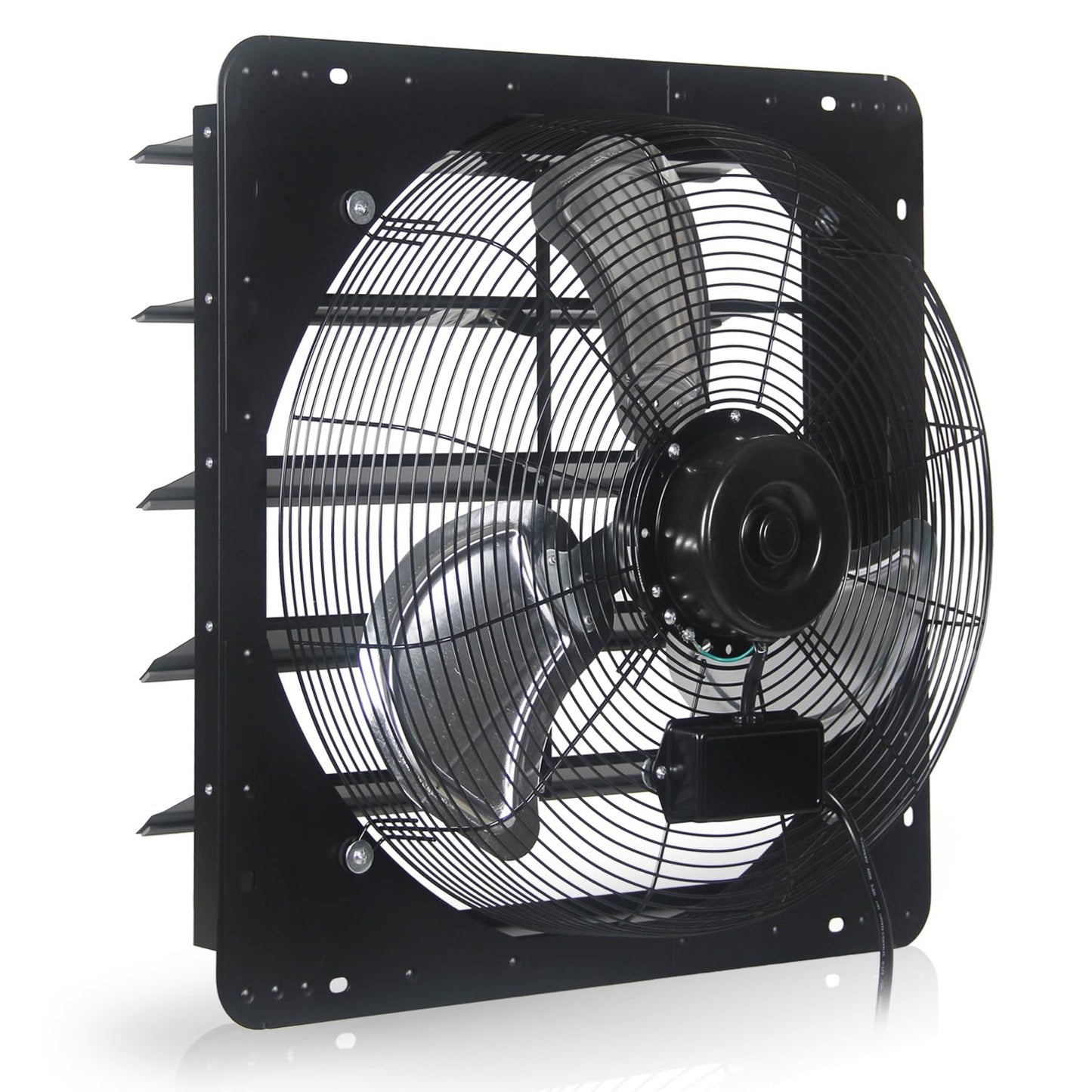 VENTISOL 20 Inch Shutter Exhaust Fan Wall Mounted, 3500CFM Exhaust Fan with Pre-Installed 1.65m Power Cord, Ventilation fan for Greenhouse, Garages, Attic, Shops, Chicken Coop, Black