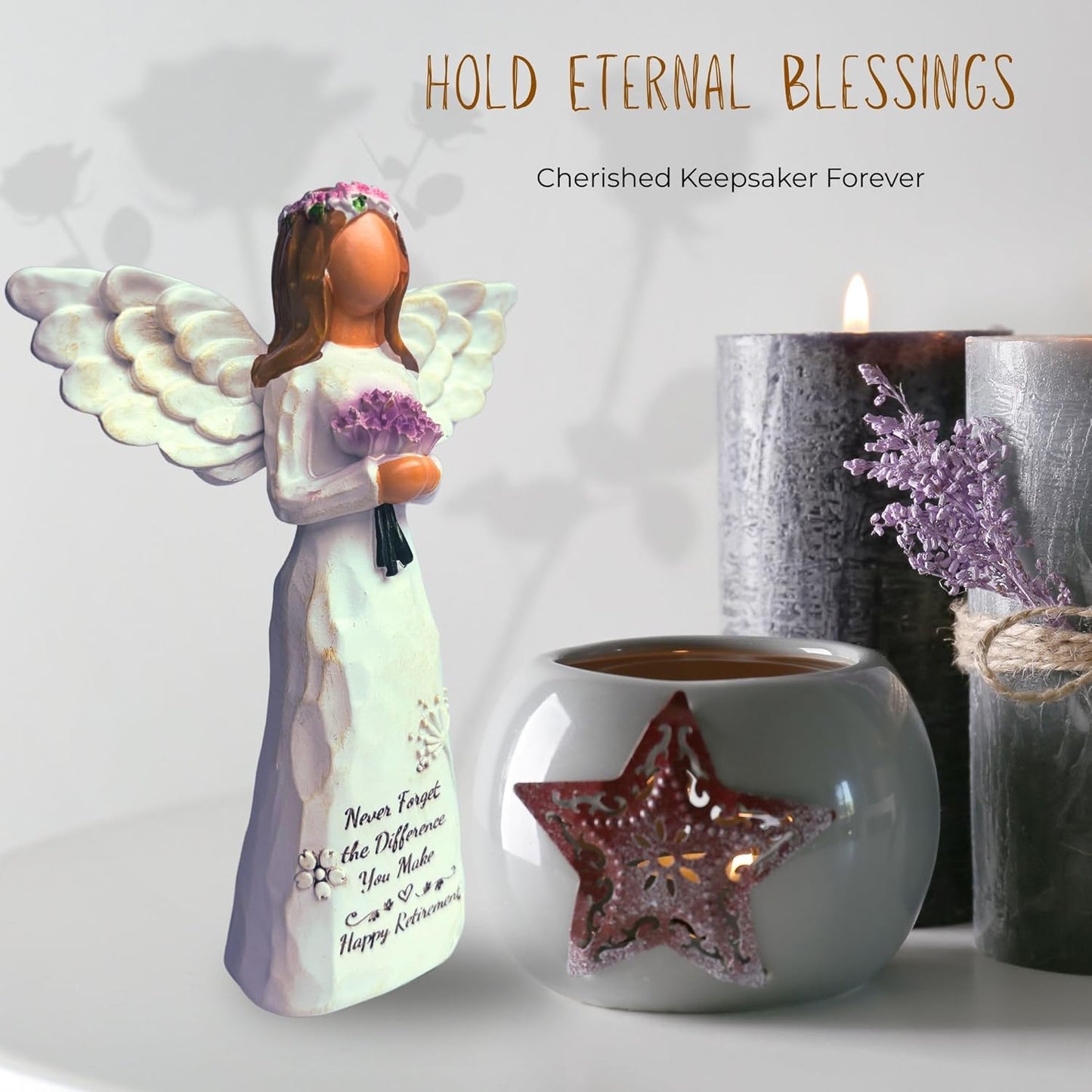 Skiennix Retirement Gift for Women - 5.5” Angel Figurine with Card | Perfect for Coworkers & Friends