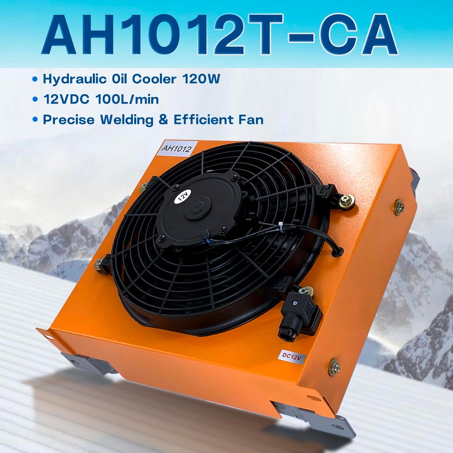 Hydraulic Oil Cooler AH1012T-CA Air Cooled Oil Radiator 120W 12VDC 100L/min Precise Welding & Efficient Fan Replace # AH1012T