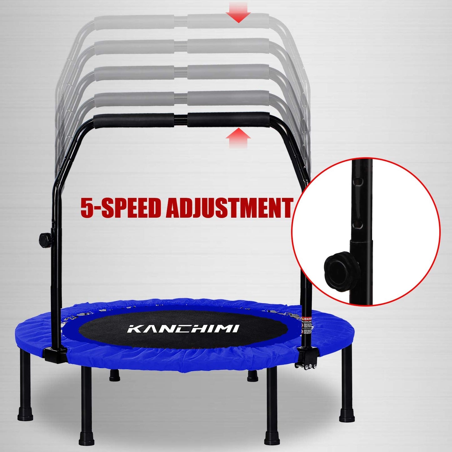Kanchimi 40" Folding Mini Fitness Indoor Exercise Workout Rebounder Trampoline with Handle, Max Load 330lbs（Blue