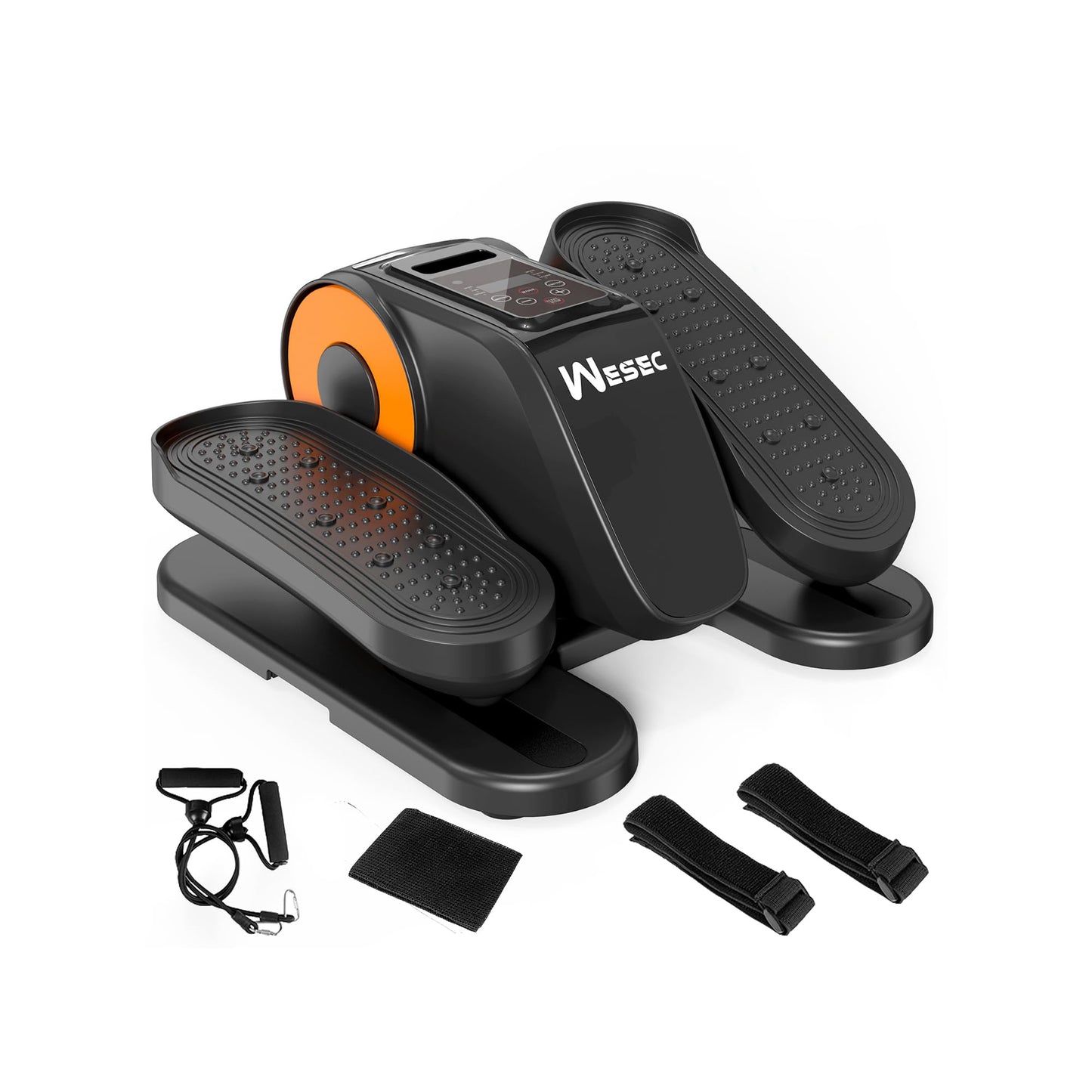 Wesec Under Desk Elliptical Machine, Electric Elliptical Training Machine w/Remote & 12 Speeds Level, Manual & Auto Mode, Elliptical Traier for Seniors Seated Pedal Exerciser for Home Office, Orange