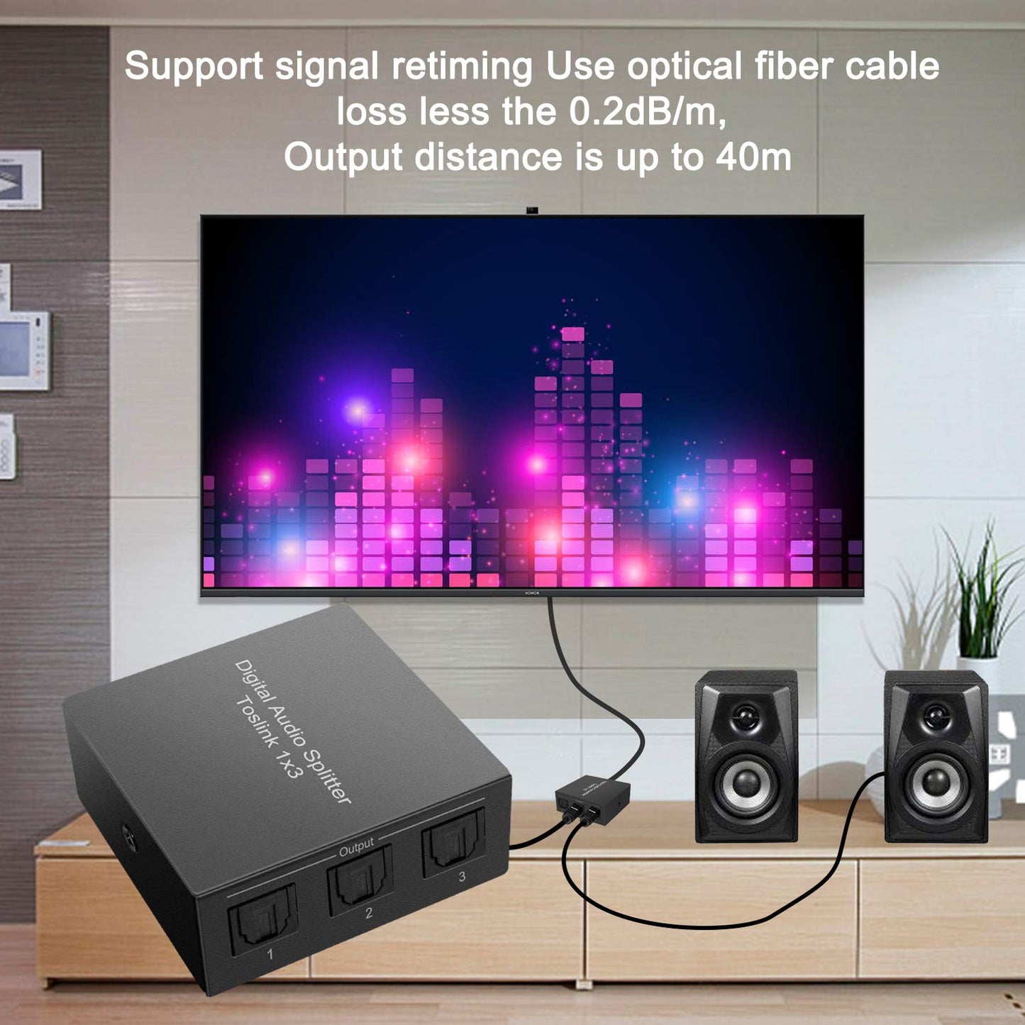 3 1 3 LPCM 2.0/DTS/Dolby PS4, Port Toslink Splitter, Digital Optical Audio Splitter Input Output, SPDIF Toslink Fiber