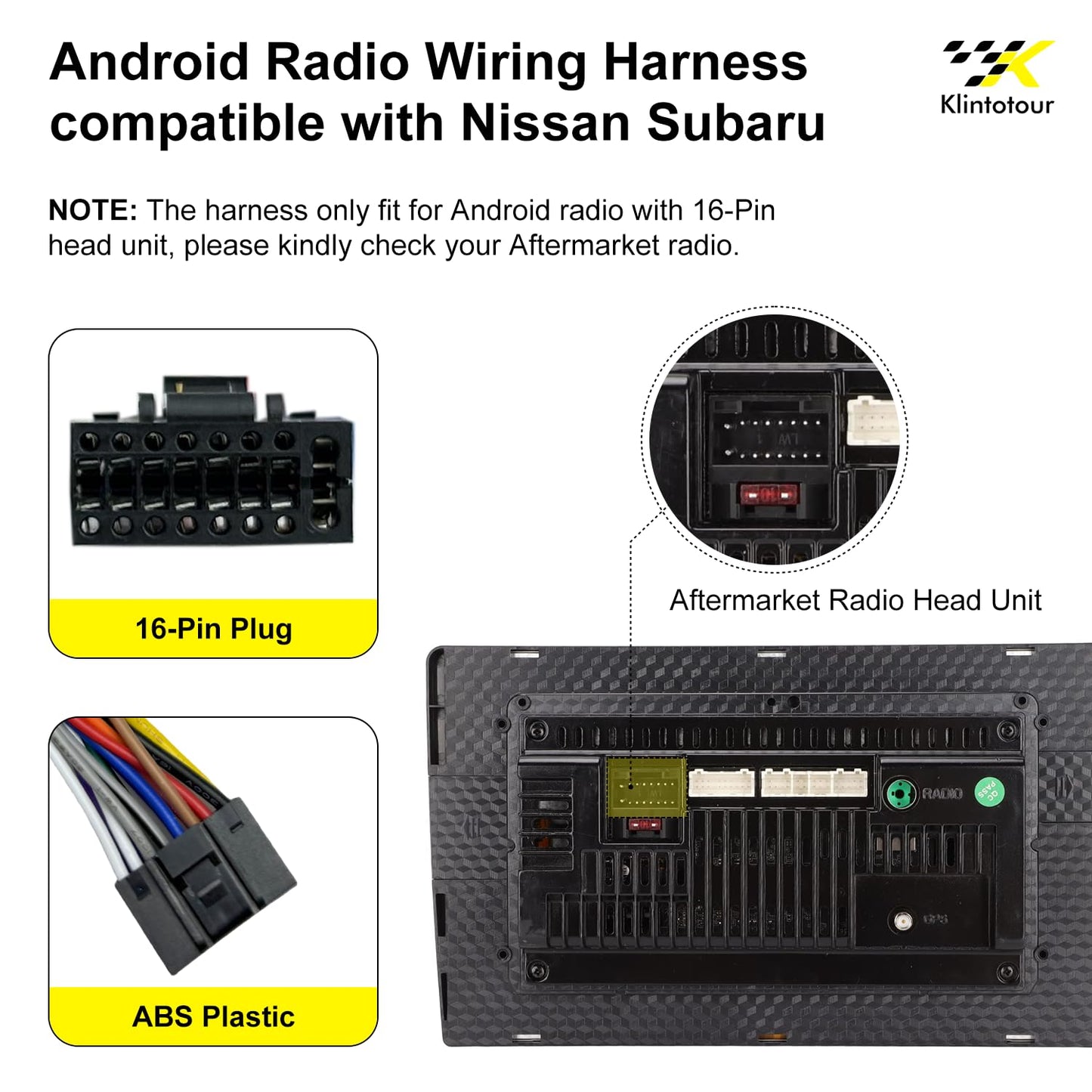 2007-2013/Subaru 2008-2013, 16Pin Aftermarket Radio Wiring Adapter Compatible with Nissan Android Car Stereo Harness