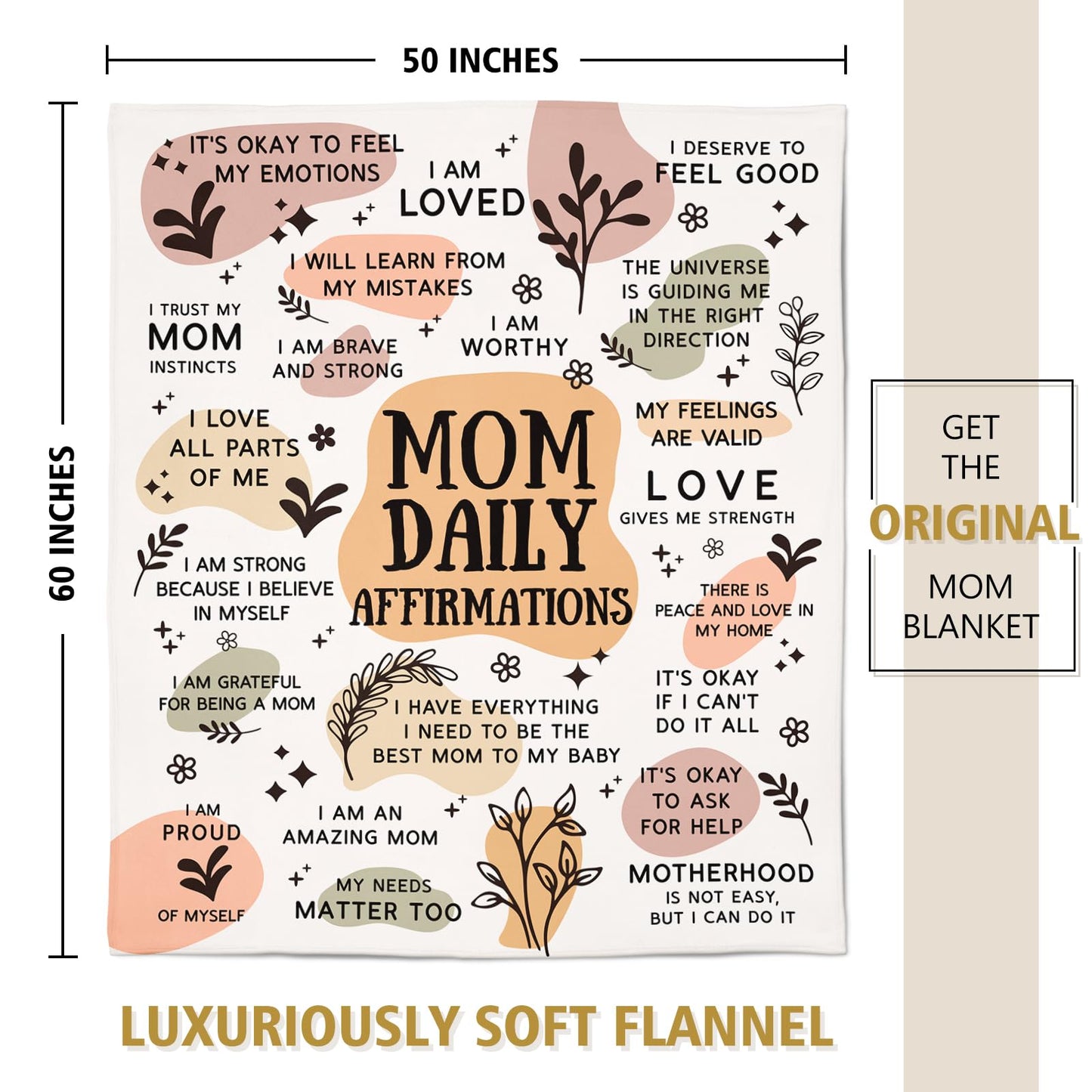 BaubleDazz New Mom Gifts Blanket, Mama Daily Affirmations, Postpartum Pregnancy Gift for First Time Moms, Mommy to Be, Mama, New Mom Essentials, Christmas Birthday Gifts for Moms(50" x 60")