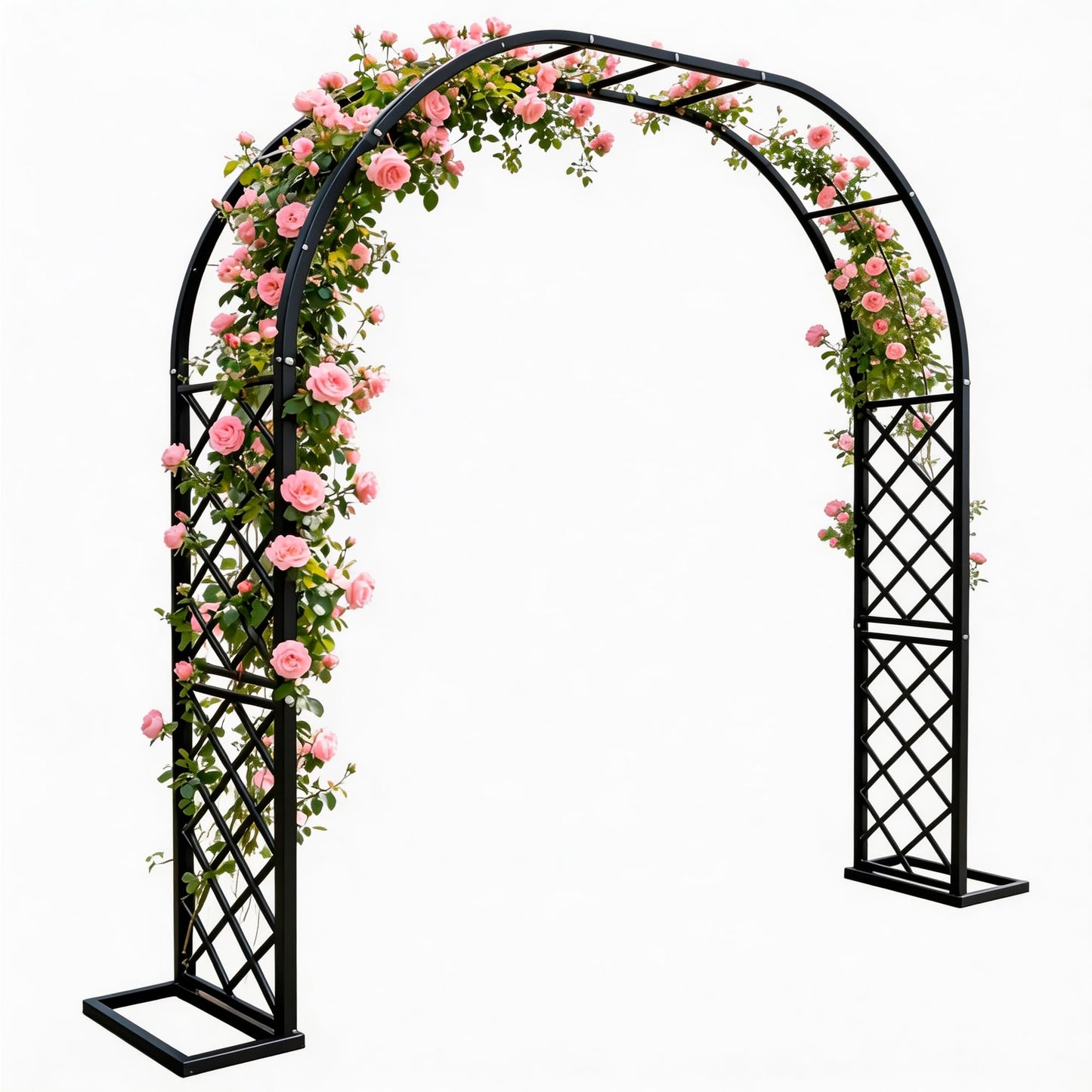 Vioranex Black Heavy Duty Galvanized Steel Garden Arch - 7 Feet Tall, Iron Trellis for Climbing Plants, Wedding Arch, Outdoor Patio Decor, 82.6" W x 92" H