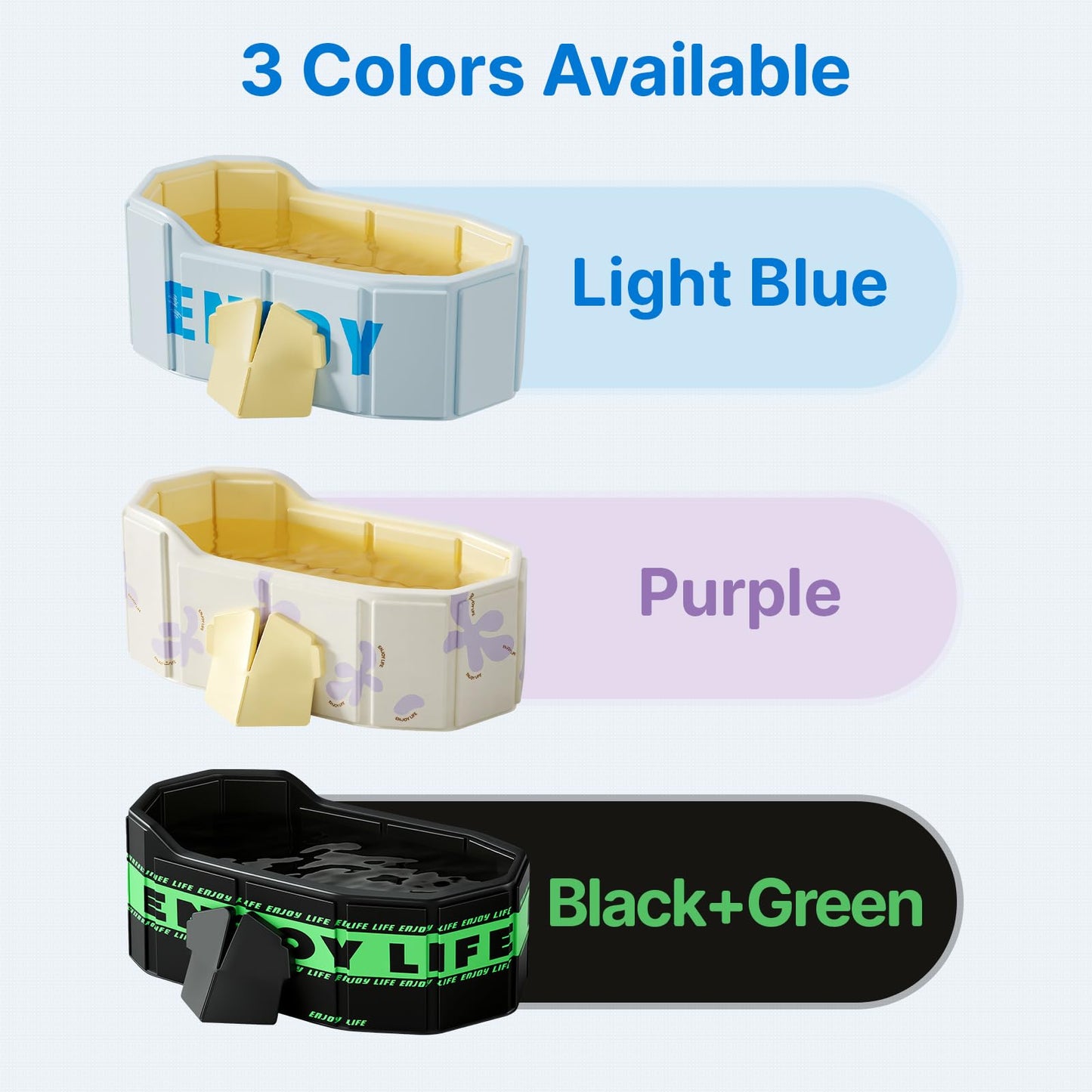 HLCZLUZ Portable Foldable Bathtub, Freestanding Bathtub No Installation, Bathroom SPA Soaking Bath Tub, Shower Stall Collapsible Hot & Ice Bath Tub (Black+Green, 47.2"L x 21.6"W x 19.6"H)