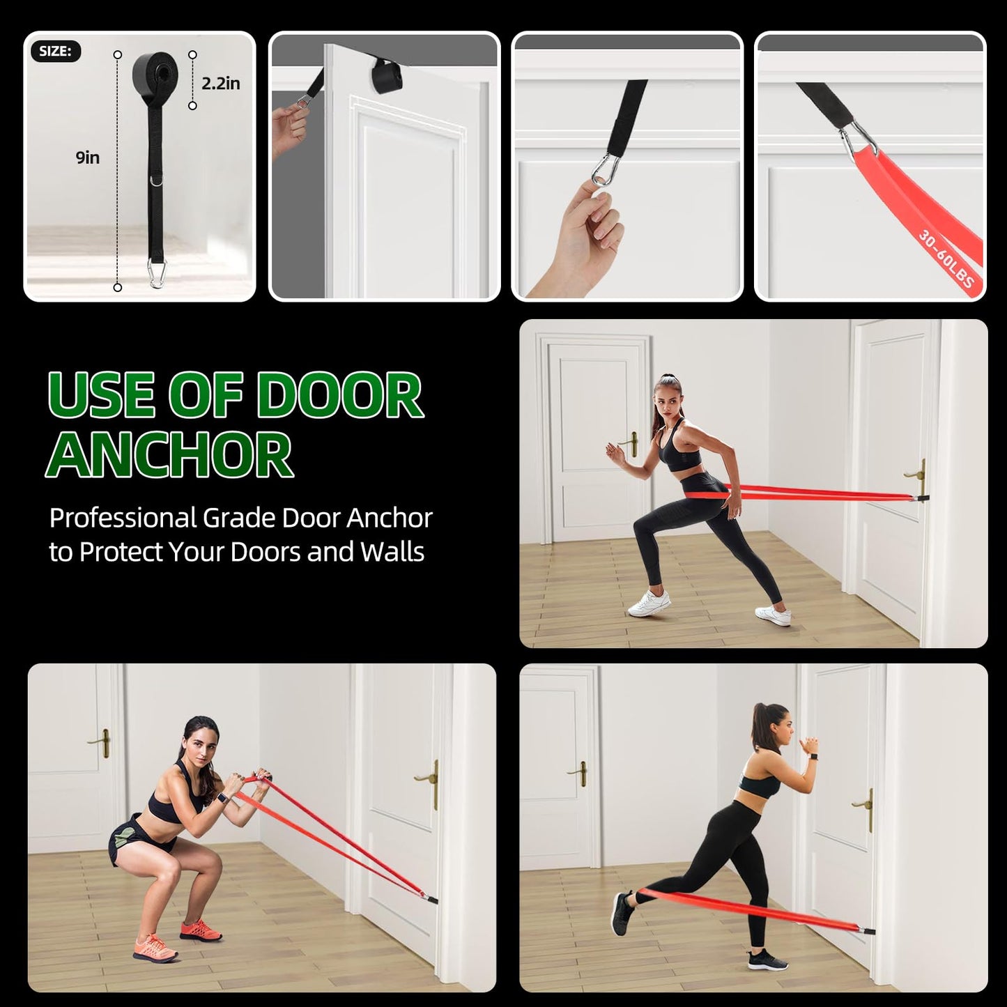 Resistance Bands for Working Out, 4-Level Pull Up Assist Bands Set with Door Anchor, Workout for Women and Men, Exercise Bands,Training, Plasticity, Physical Therapy at Home/Gym