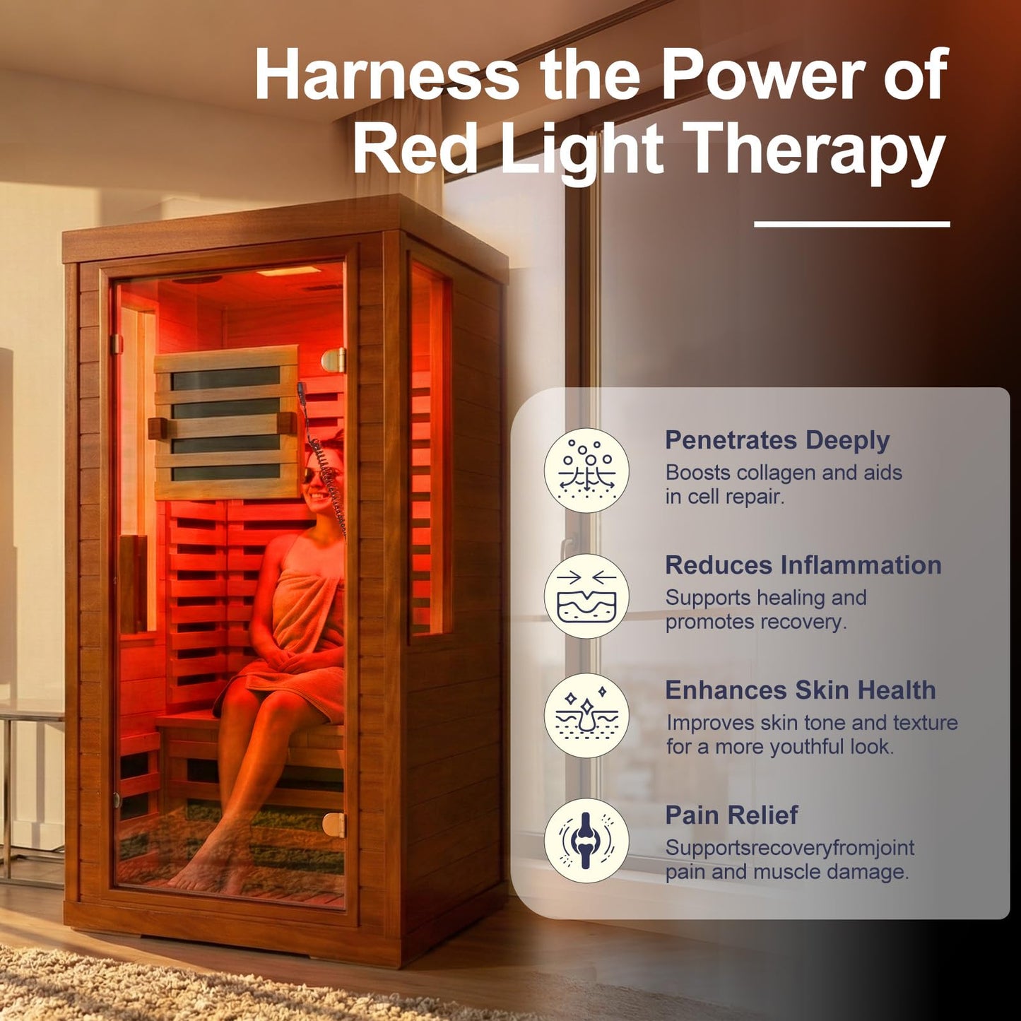 CedarLuma Full Spectrum Infrared Sauna with FDA-Certified 660nm & 850nm Red Light Therapy, Low EMF Carbon Fiber Heating Panels, Fast Heat-Up Canadian Hemlock 1-Person Indoor Sauna for Home, 1170W 110V