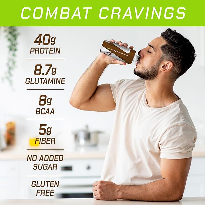 MusclePharm Combat Ready High Protein Shakes Ready to Drink, 40g Protein, 8g BCAAs, 8.7g Glutamine, 5g Fiber, No Added Sugar, Gluten Free, Vanilla Ice Cream, 17 Fl Oz (Pack of 12)