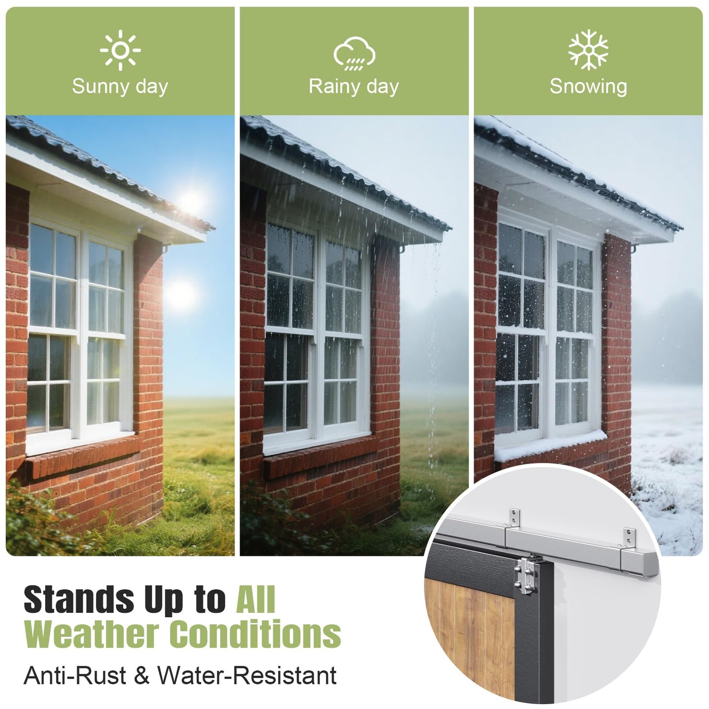 Easelife 10FT Exterior Sliding Barn Door Hardware Kit, Box Rail Track, 450lb Capacity, Sliver Weather-Resistant Steel, Wall Mount System for Outdoor Use, Fit Single 60in Door