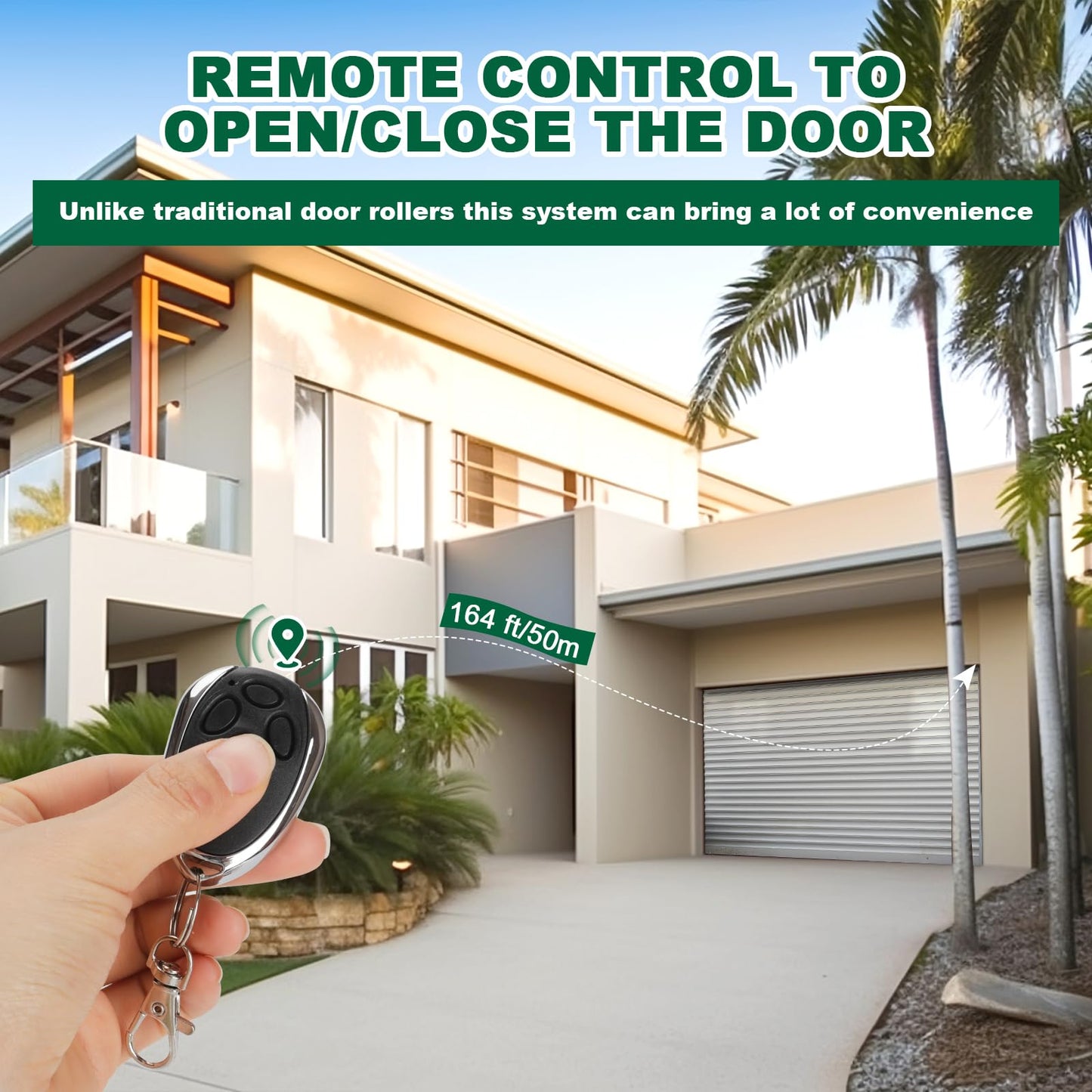 Automatic Roller Door Opener,2 Remotes Commercial Garage Farm Warehouse Electric Roller Shutter Door Opener with 800N Powerful Motor 22M² Roller Shutter