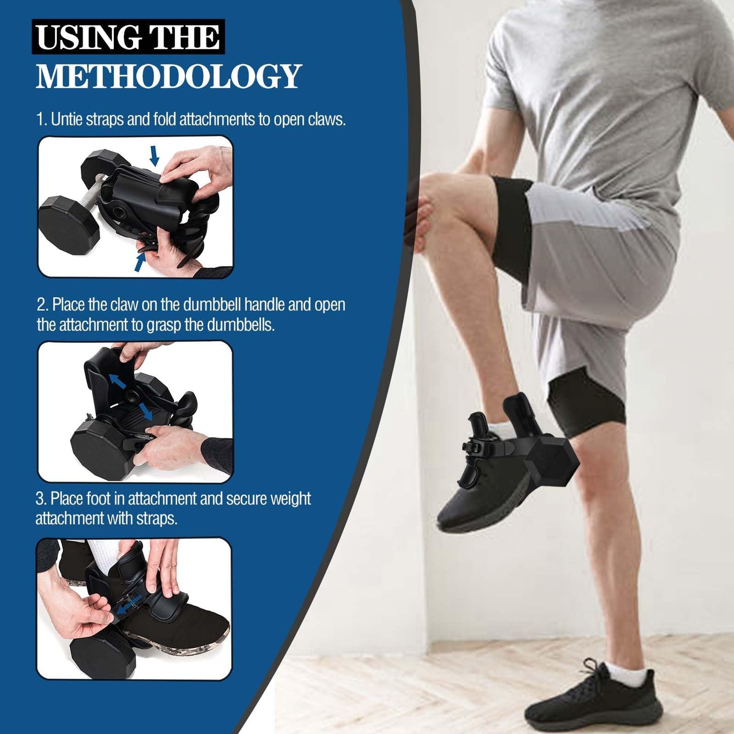 Foot Dumbbell Attachment, Dumbbell Weights for Legs Holder, Weight Training for Legs, Adjustable│1-120 lbs, Leg&Core&All Around Workout, Left/Right Foot