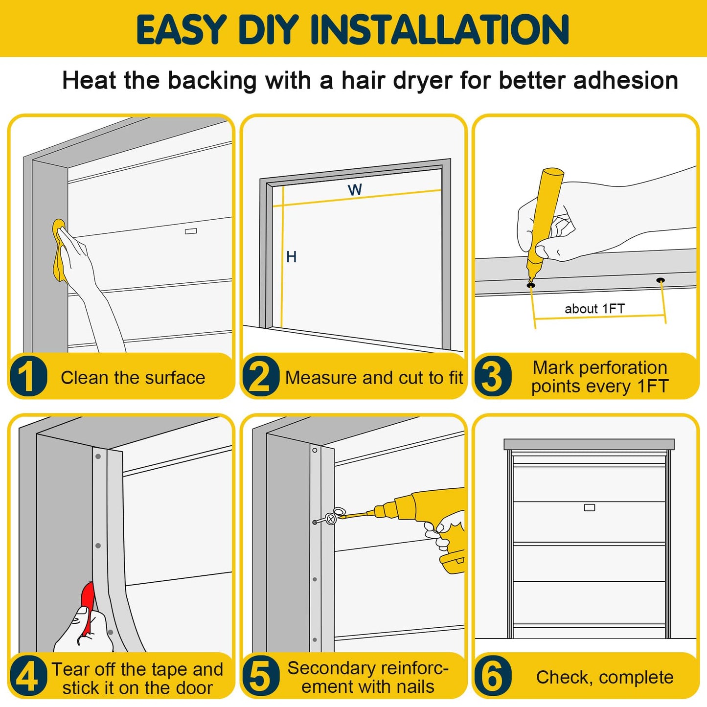Garage Door Seal Top and Sides - 36FT Universal Garage Door Weather Stripping Side Seal Replacement, Weatherproofing Garage Door Seals Energy Efficient and Pest-Proof for Homeowners, White