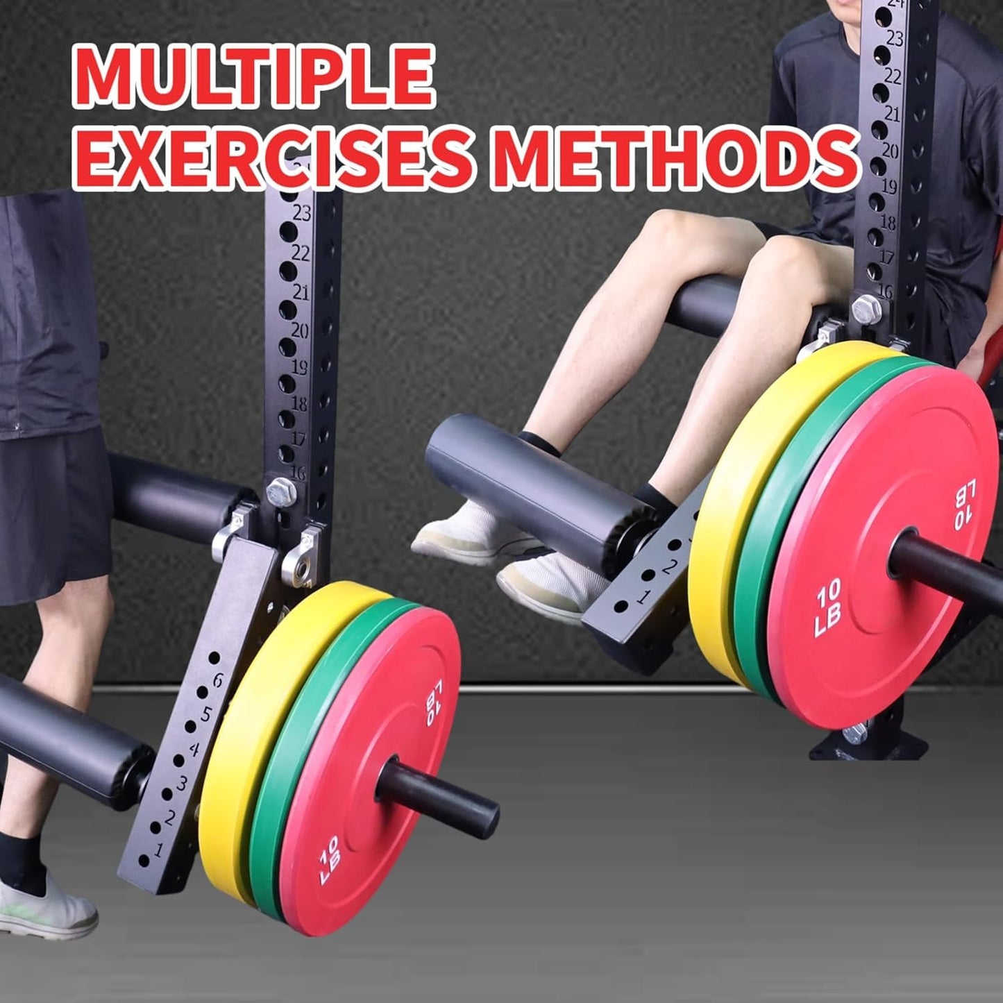 AHTAPFON Leg Extension Attachment,Leg Squat Roller Rack Mount,Adjustable Leg Extension Machine Leg Curl Machine for Home Gym,Fit Add 2″ Weight Plates,16mm Hole Rack