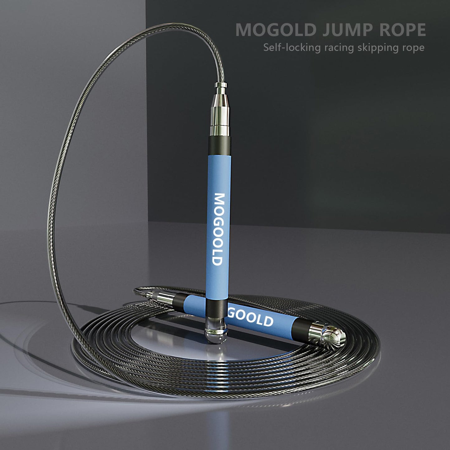 MOGOLD Speed Jump Rope For Man&Women-Ball Bearing Design-Length Adjustable-360 Degree Spin-Silicone Grip Skipping Rope with Speed Ropes for Fitness Workout Crossfit & Home Exercises