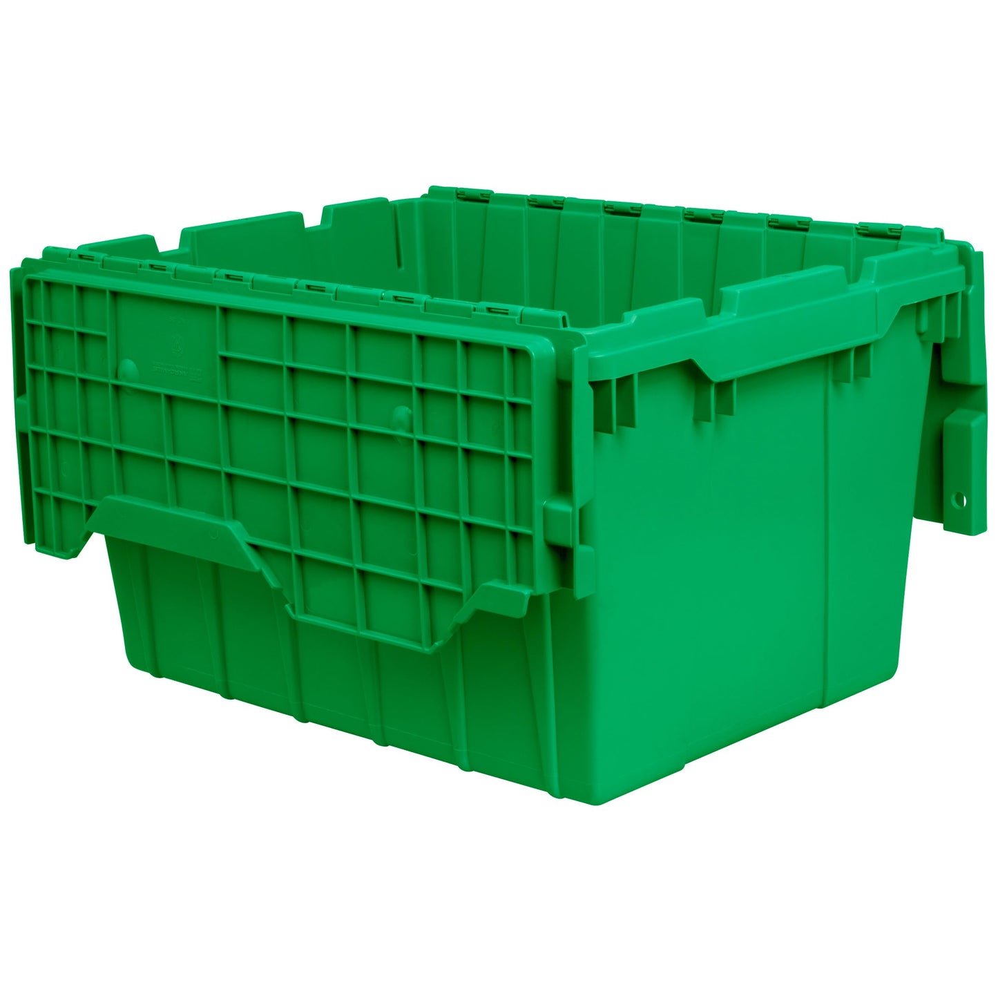 Akro-Mils 39120 Industrial Lidded Plastic Storage Container, Nesting and Stackable Plastic Storage Box with Lid Attached, Organization Tote for Garage and Warehouse, 21.5"x15.25"x12.5", Green (6-Pack)
