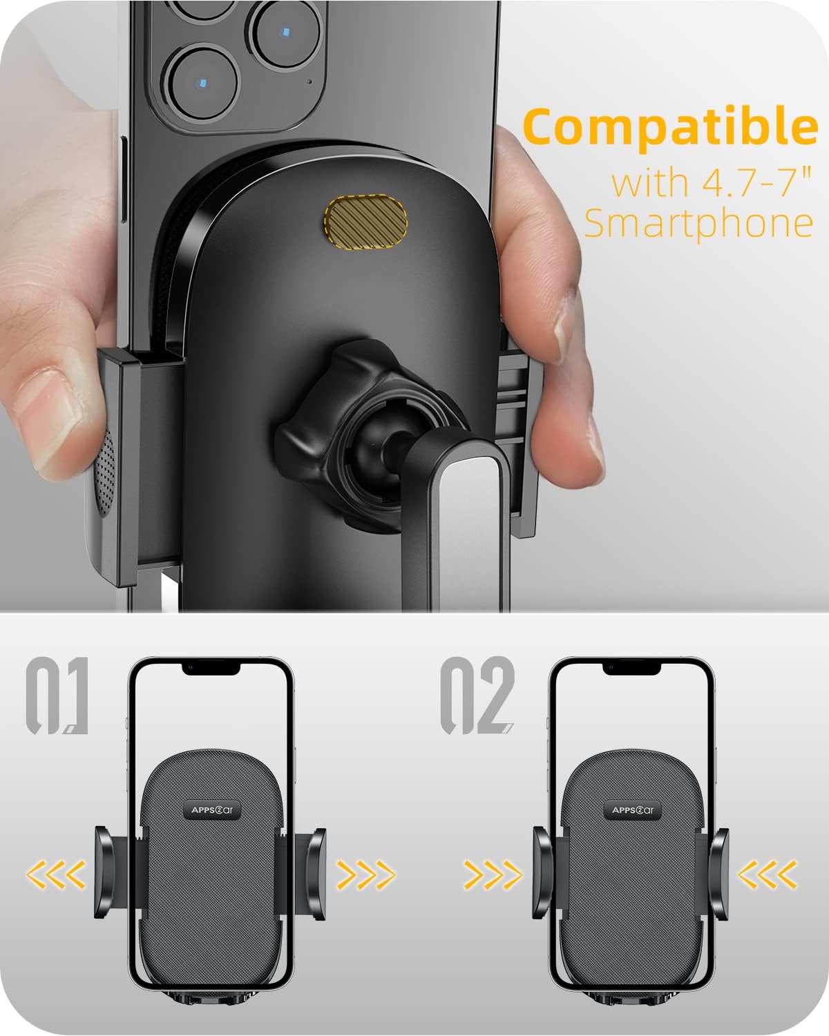 APPS2Car 4.7-6.8" Heavy Duty Phone Stand - Adjustable Desktop Holder for Video Calls, Compatible with Smartphones