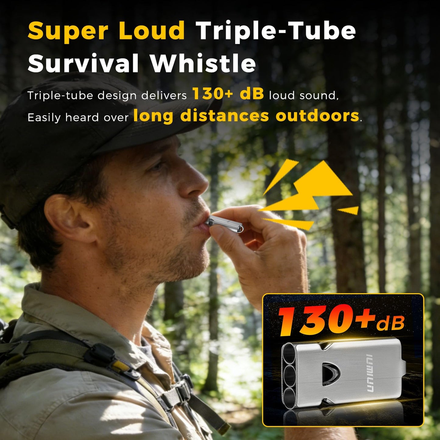 IUMIUN Three-Tube Emergency Loud Whistle,130db+ Lifeguard Safety Whistle for Outdoor Hiking, Camping, Dog Training & Daily Safety