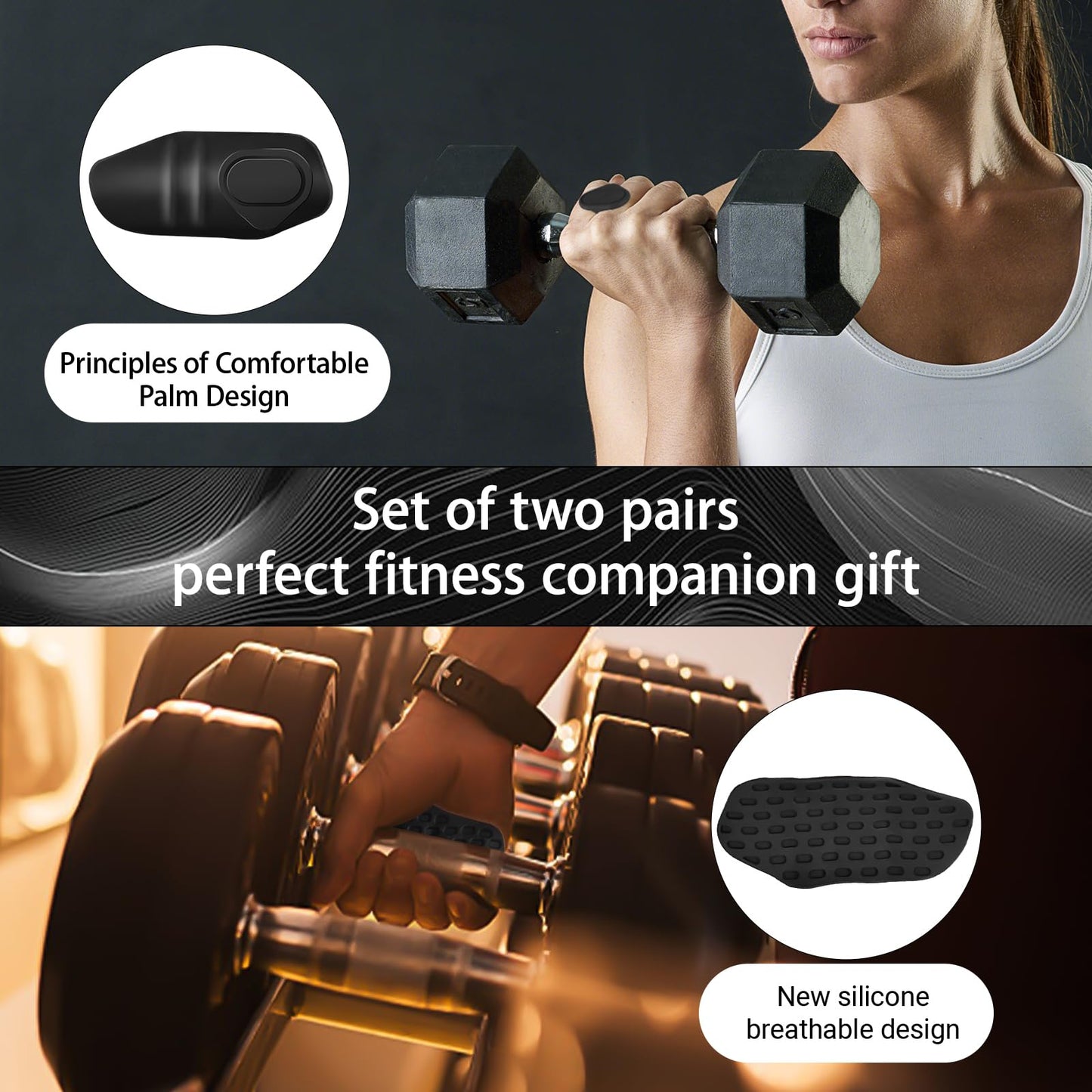Yaoerlingjiu 4-PCS Rypt Grip for Weight Lifting Deadlift Rows-Rubber Anti-Slip Ergonomic Lifting Gloves for Men and Women Training Palm Protectors for Gym Intensive Training and Exercise (Black)